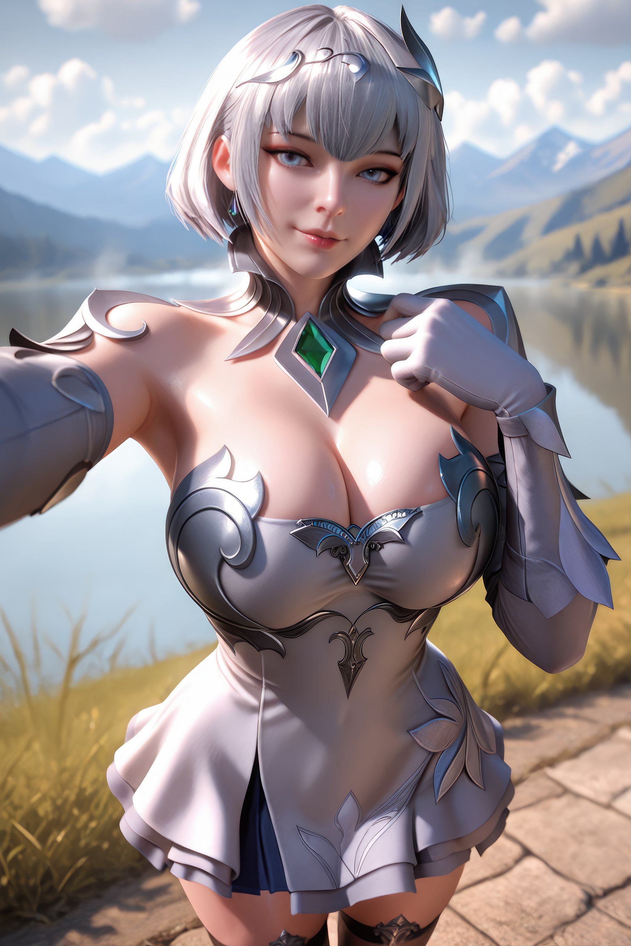 AI สร้างอนิเมะสาว - 斗罗大陆 叶泠泠：ผมเงิน ถุงน่องส้นสูง หน้าอกใหญ่ เป้าเด่น 757P