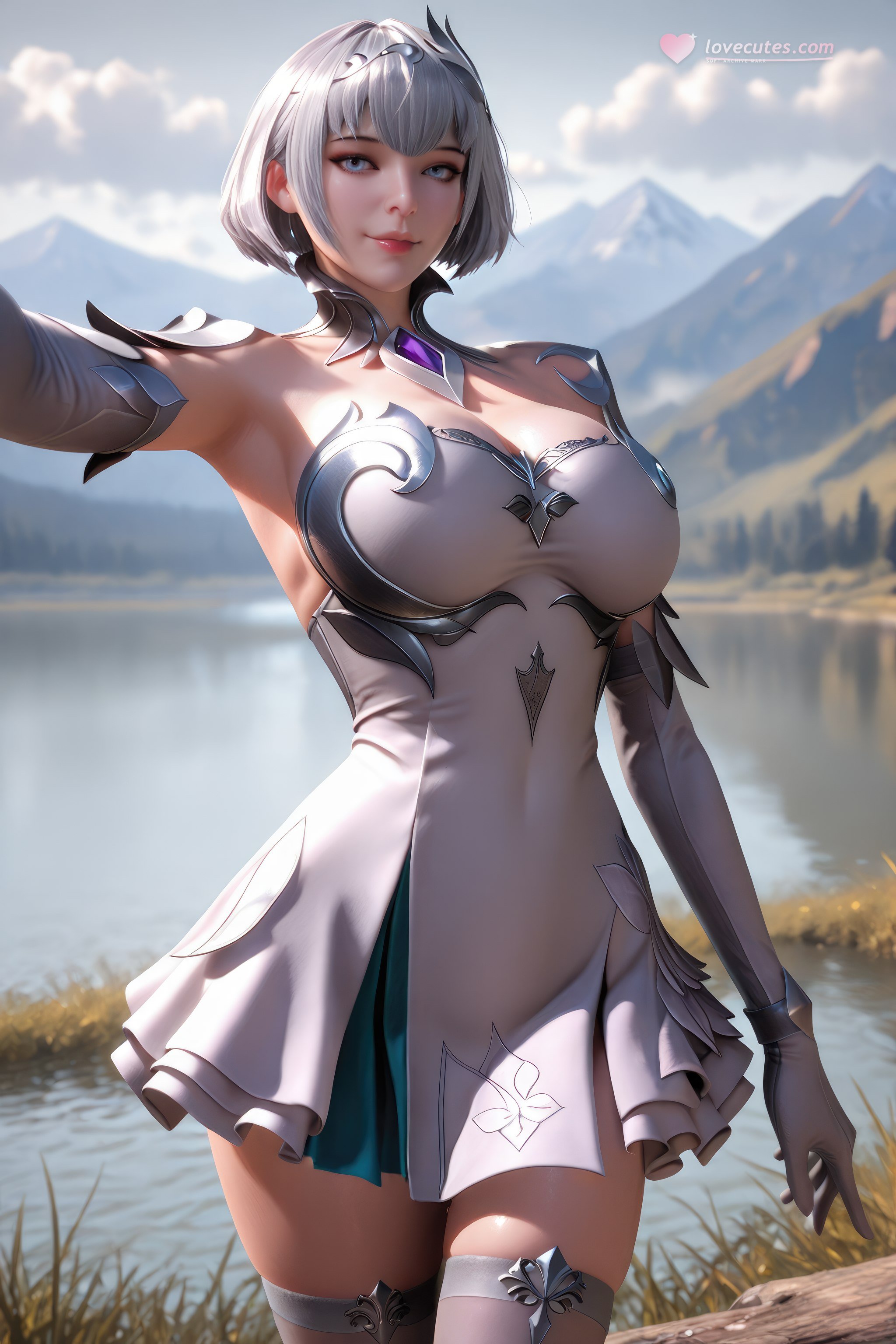 AI สร้างอนิเมะสาว - 斗罗大陆 叶泠泠：ผมเงิน ถุงน่องส้นสูง หน้าอกใหญ่ เป้าเด่น 757P