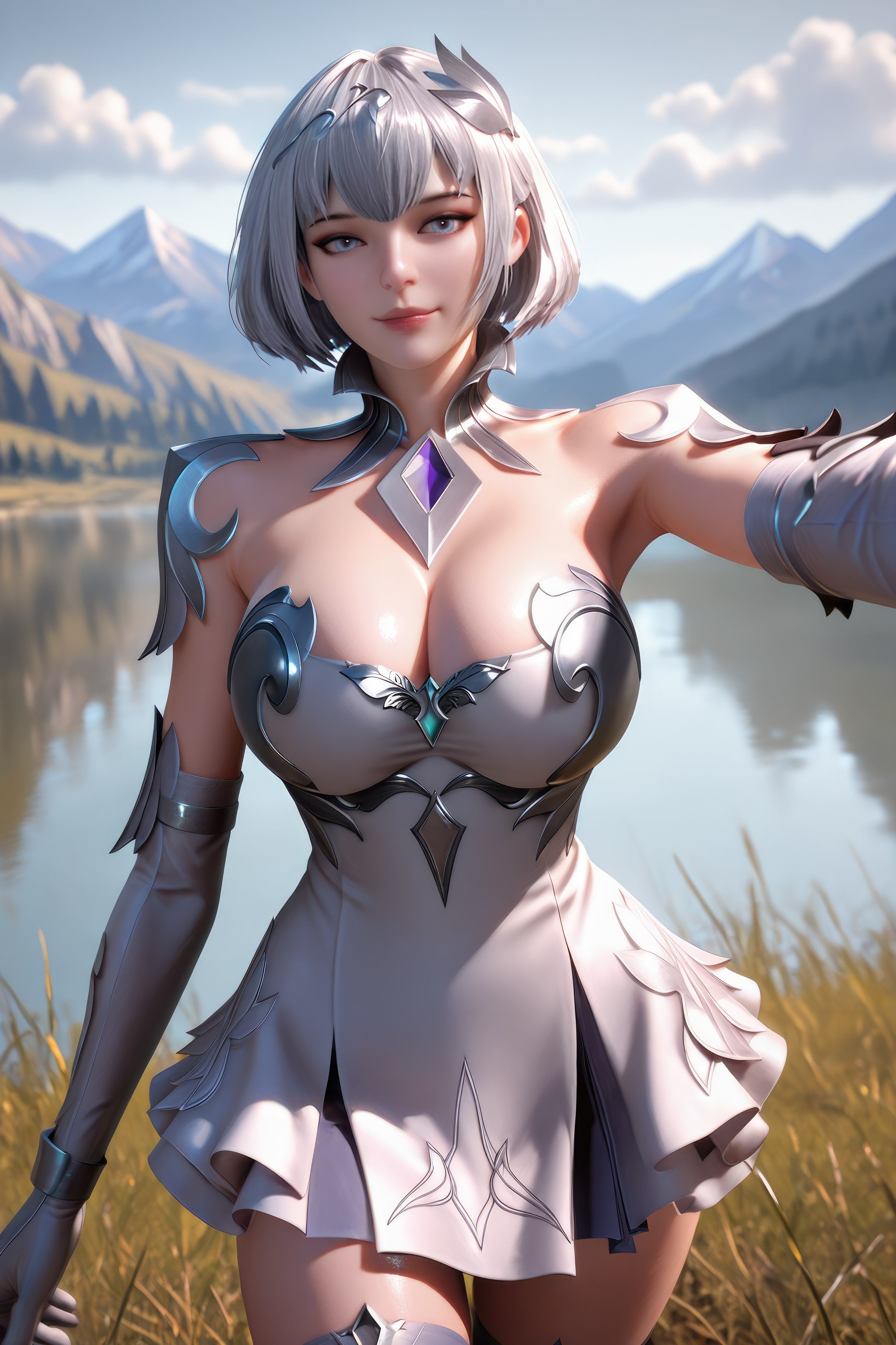 AI สร้างอนิเมะสาว - 斗罗大陆 叶泠泠：ผมเงิน ถุงน่องส้นสูง หน้าอกใหญ่ เป้าเด่น 757P