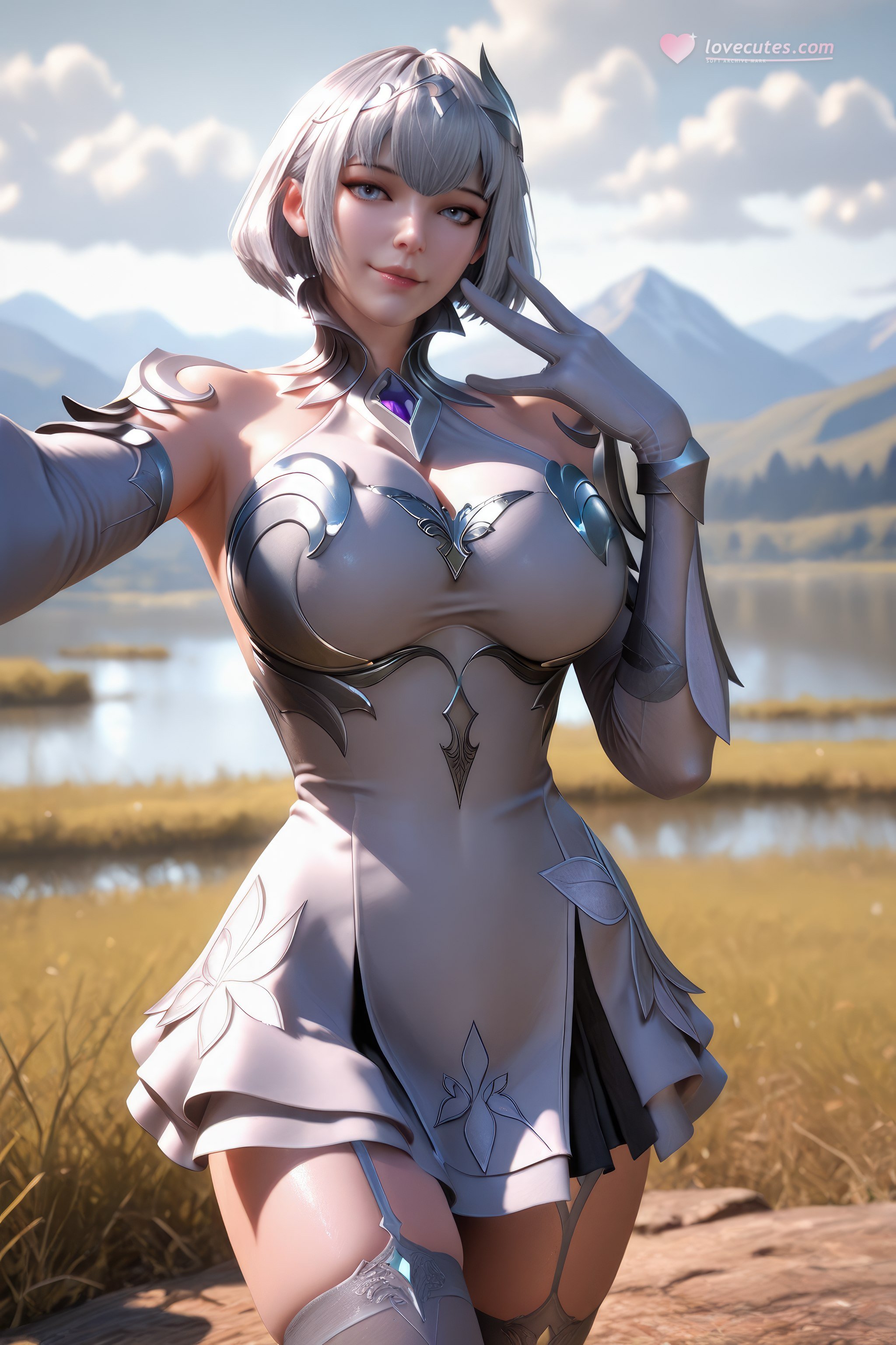 AI สร้างอนิเมะสาว - 斗罗大陆 叶泠泠：ผมเงิน ถุงน่องส้นสูง หน้าอกใหญ่ เป้าเด่น 757P