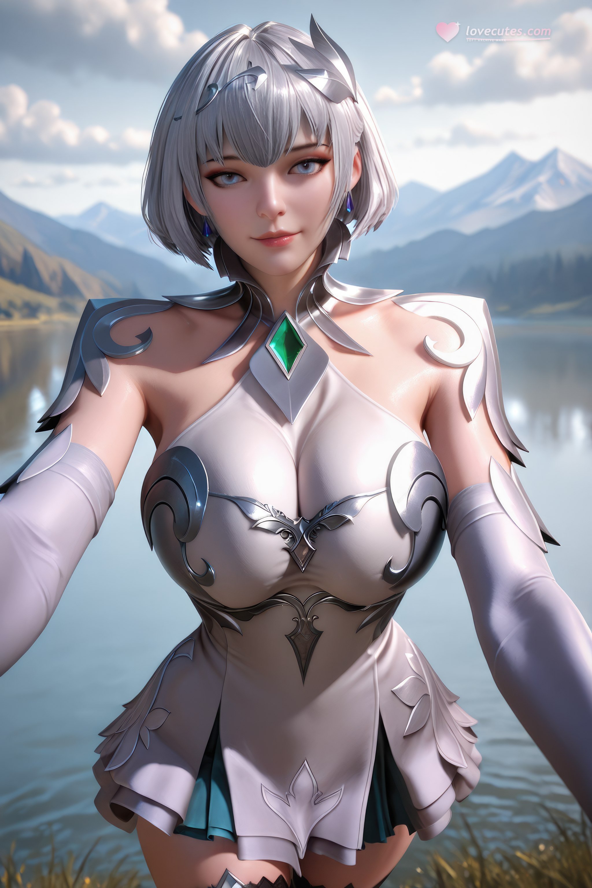 AI สร้างอนิเมะสาว - 斗罗大陆 叶泠泠：ผมเงิน ถุงน่องส้นสูง หน้าอกใหญ่ เป้าเด่น 757P