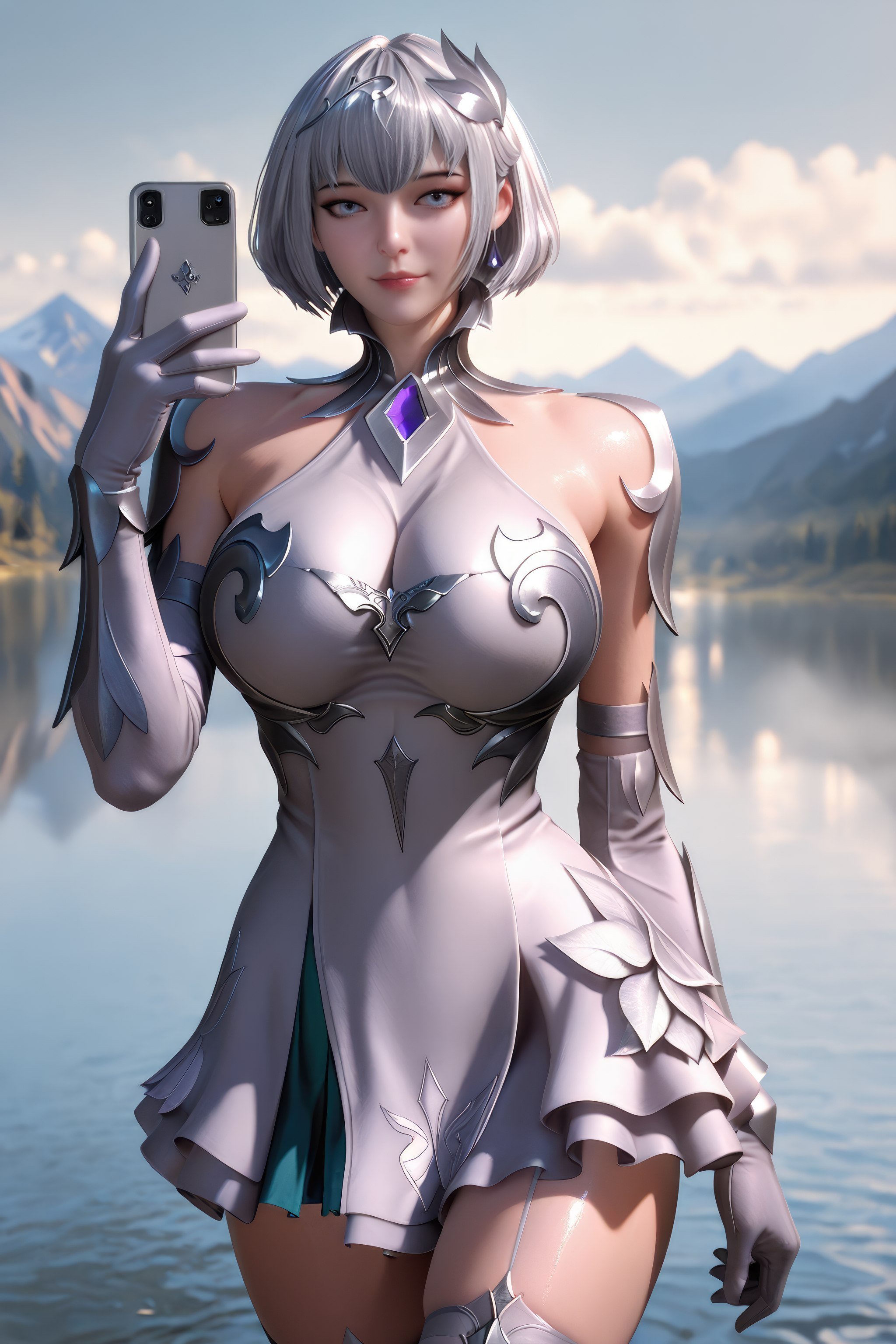 AI สร้างอนิเมะสาว - 斗罗大陆 叶泠泠：ผมเงิน ถุงน่องส้นสูง หน้าอกใหญ่ เป้าเด่น 757P