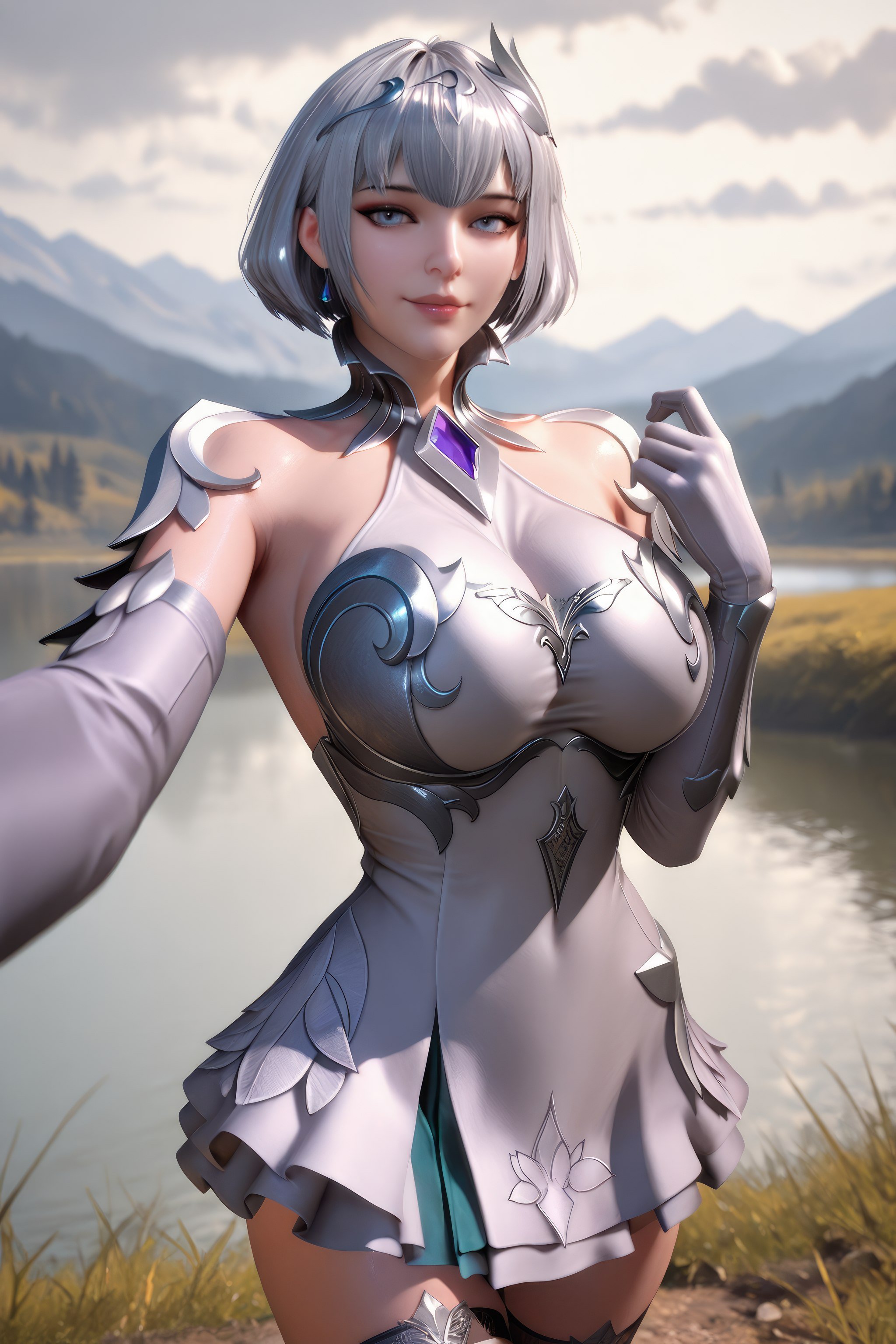 AI สร้างอนิเมะสาว - 斗罗大陆 叶泠泠：ผมเงิน ถุงน่องส้นสูง หน้าอกใหญ่ เป้าเด่น 757P