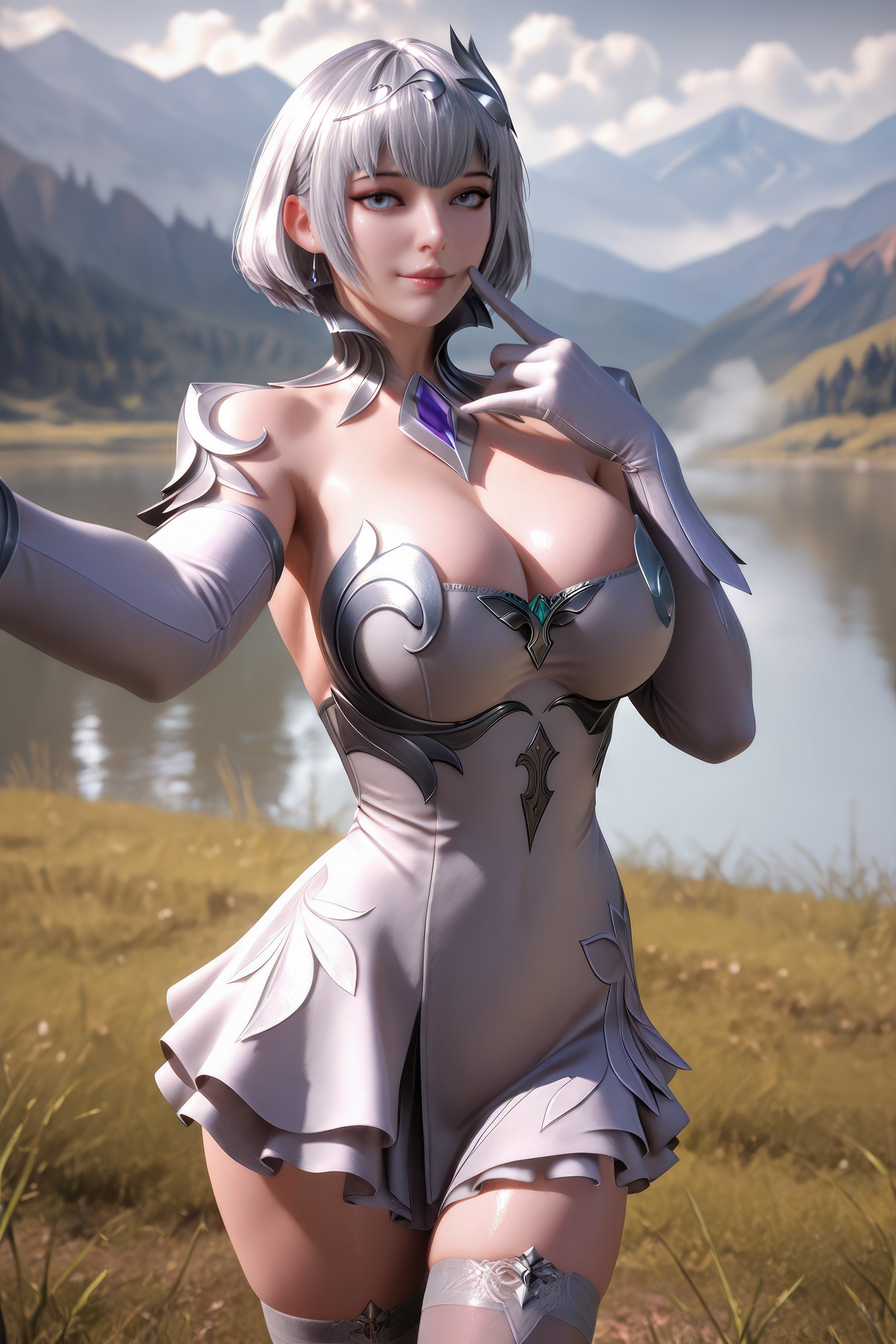 AI สร้างอนิเมะสาว - 斗罗大陆 叶泠泠：ผมเงิน ถุงน่องส้นสูง หน้าอกใหญ่ เป้าเด่น 757P