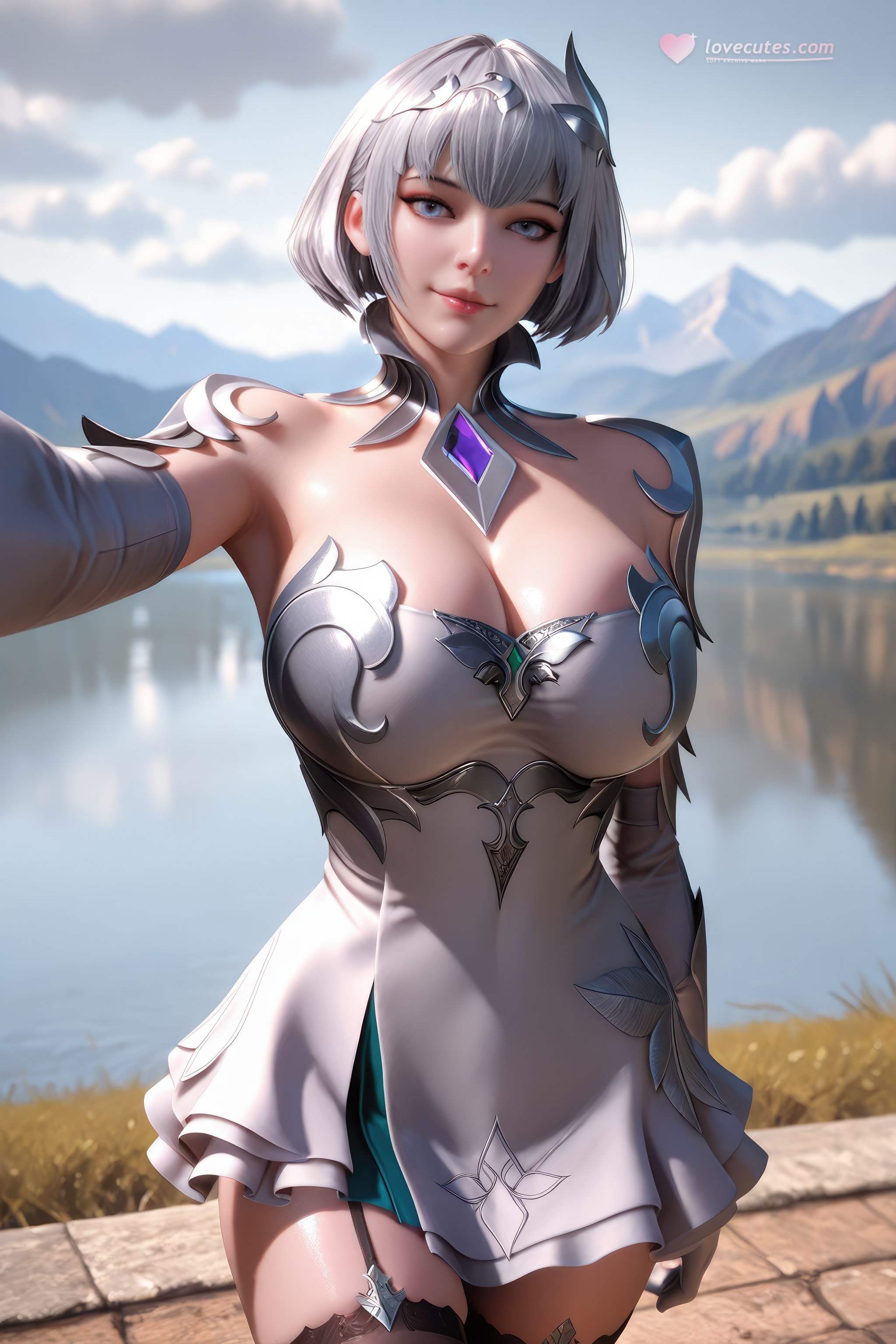 AI สร้างอนิเมะสาว - 斗罗大陆 叶泠泠：ผมเงิน ถุงน่องส้นสูง หน้าอกใหญ่ เป้าเด่น 757P