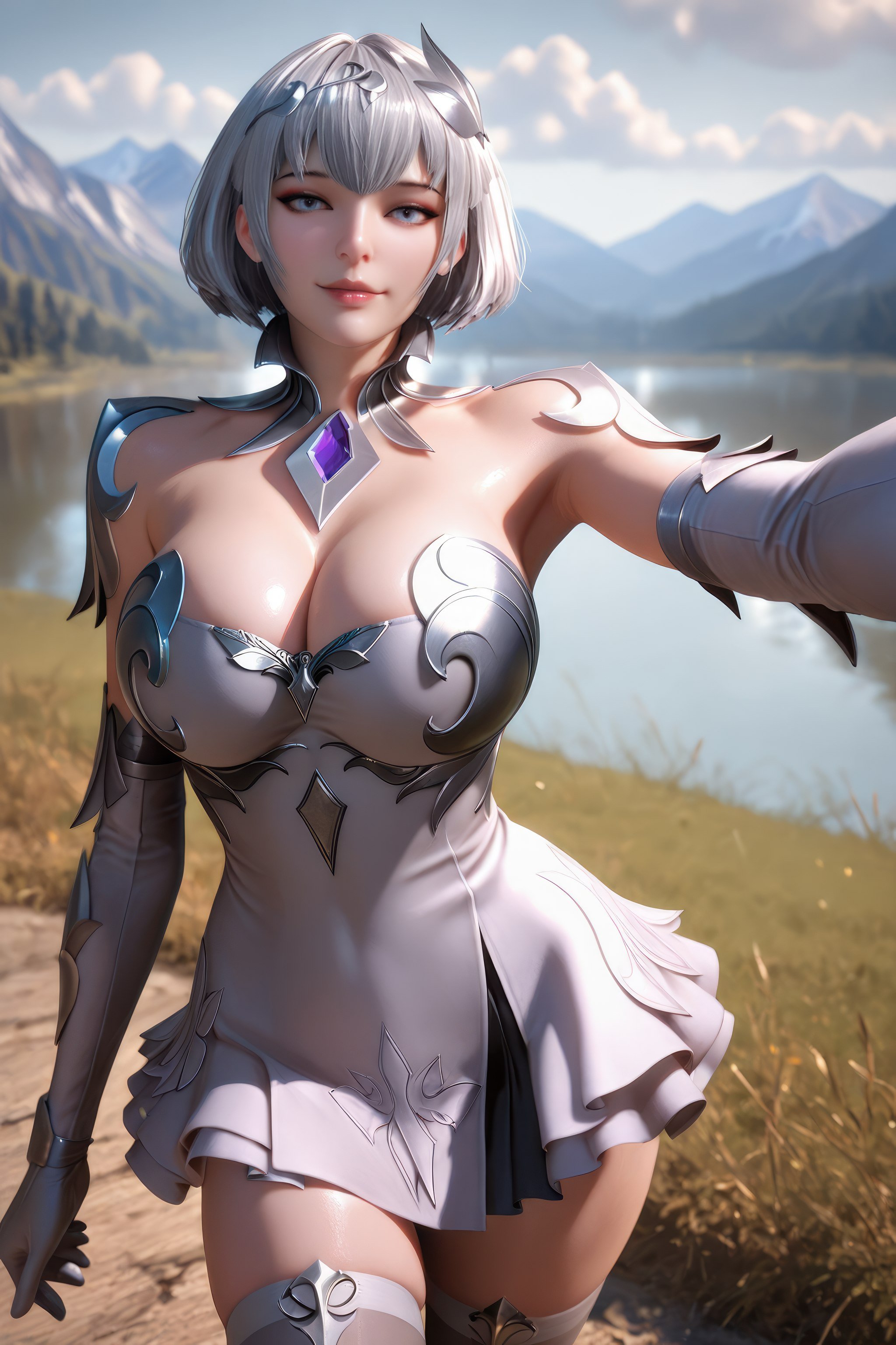 AI สร้างอนิเมะสาว - 斗罗大陆 叶泠泠：ผมเงิน ถุงน่องส้นสูง หน้าอกใหญ่ เป้าเด่น 757P