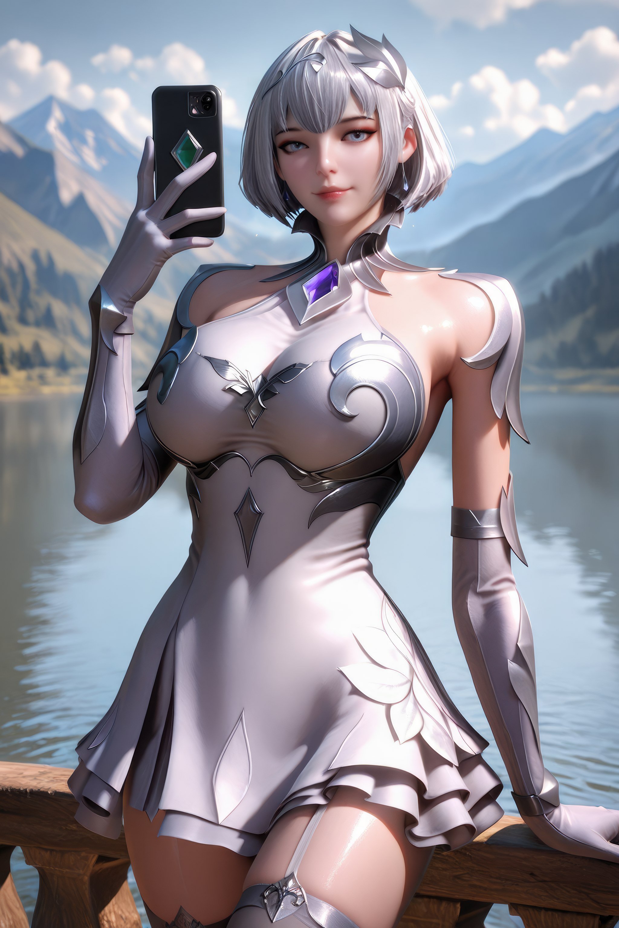 AI สร้างอนิเมะสาว - 斗罗大陆 叶泠泠：ผมเงิน ถุงน่องส้นสูง หน้าอกใหญ่ เป้าเด่น 757P