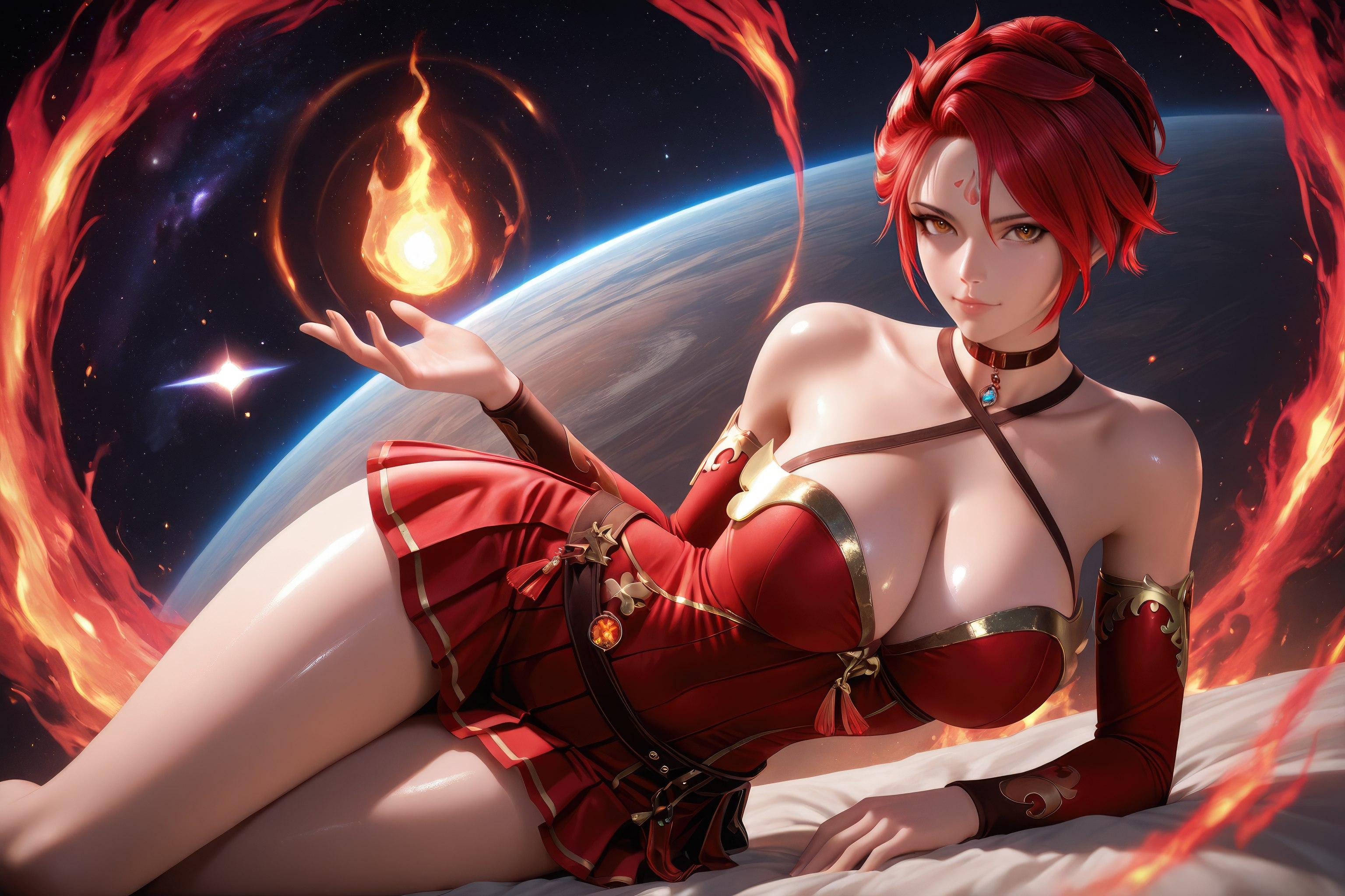 AI生成アニメ少女 - 斗罗大陆 火舞：赤いドレスの巨乳露穴 星火の長腿 1038P