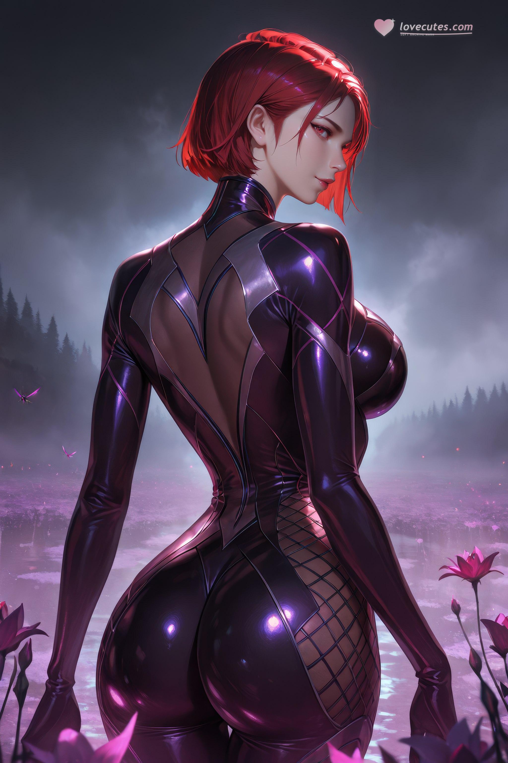 Cô Gái Anime Tạo Ra Bằng AI - 斗罗大陆 Nhện Nữ: Áo Chật Đỏ, Ngực Khủng, Mông Cong, Chân Đẹp 1087P