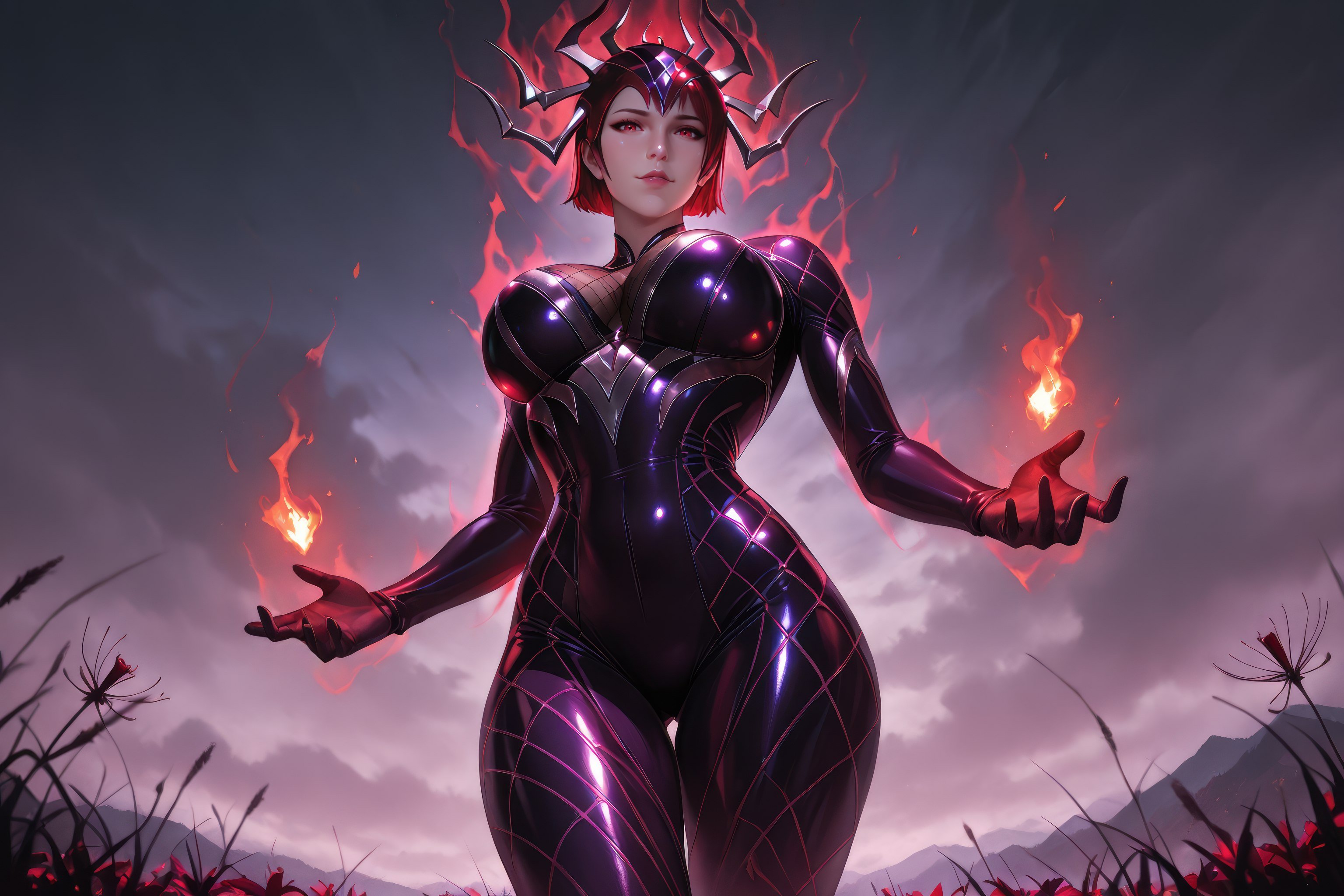 Cô Gái Anime Tạo Ra Bằng AI - 斗罗大陆 Nhện Nữ: Áo Chật Đỏ, Ngực Khủng, Mông Cong, Chân Đẹp 1087P