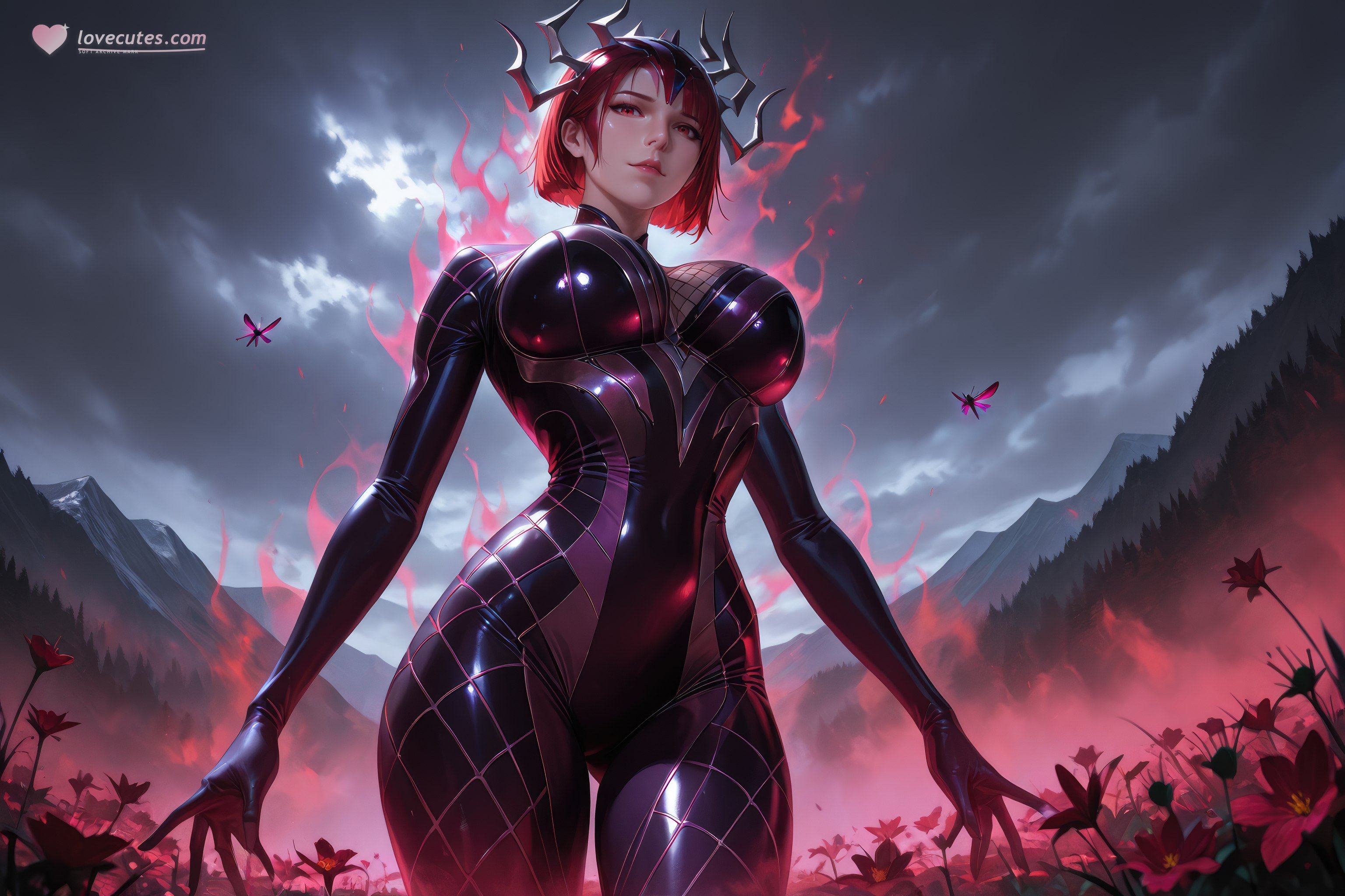 AI生成動漫女孩 - 斗羅大陸 蜘蛛女：紅髮緊身衣巨乳露穴 翹臀美腿 1087P