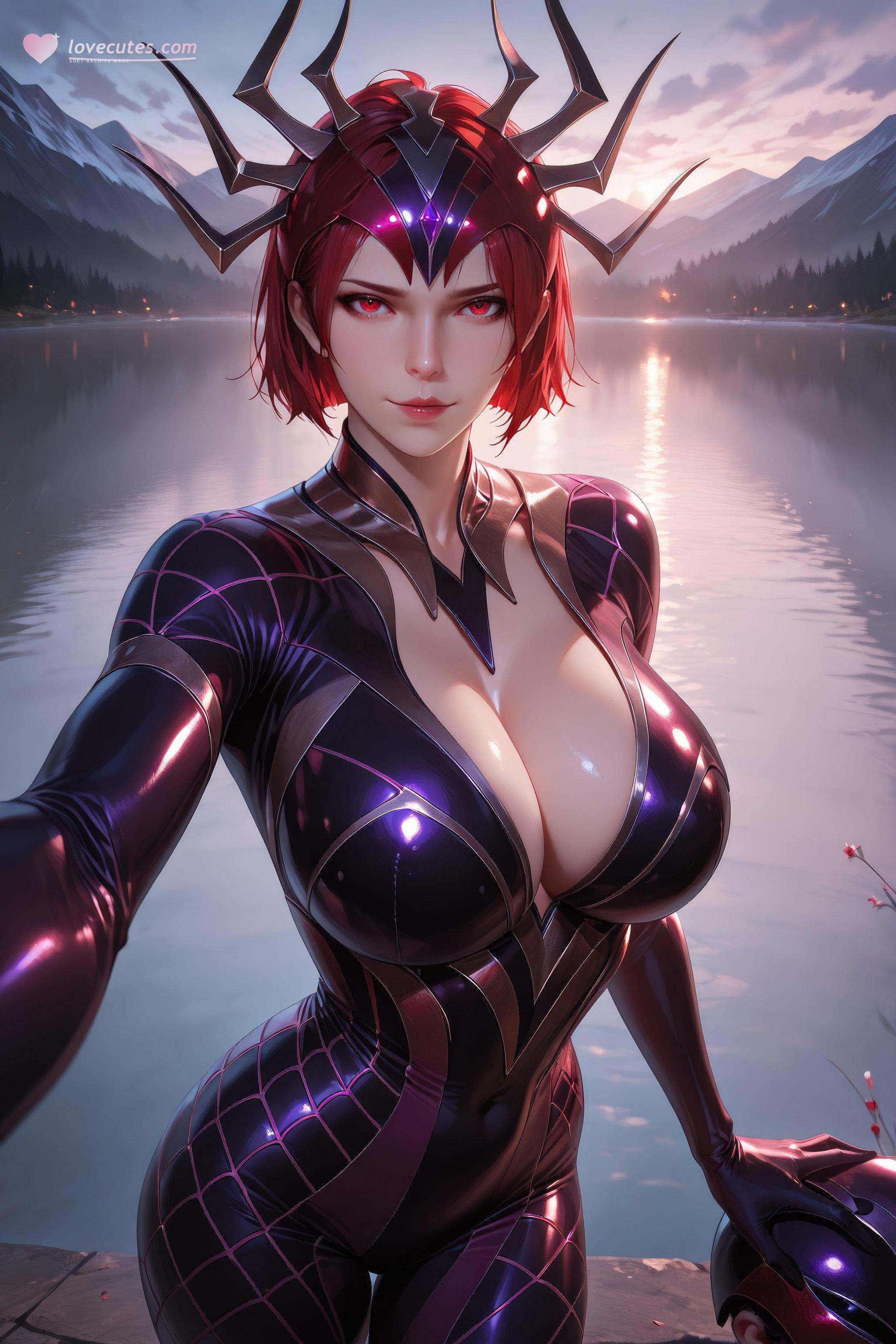 AI Generated Anime Girl - Douluo Dalu Spider Girl: Red-Haired Bodysuit, Curvy Figure, Stunning Legs 1087P