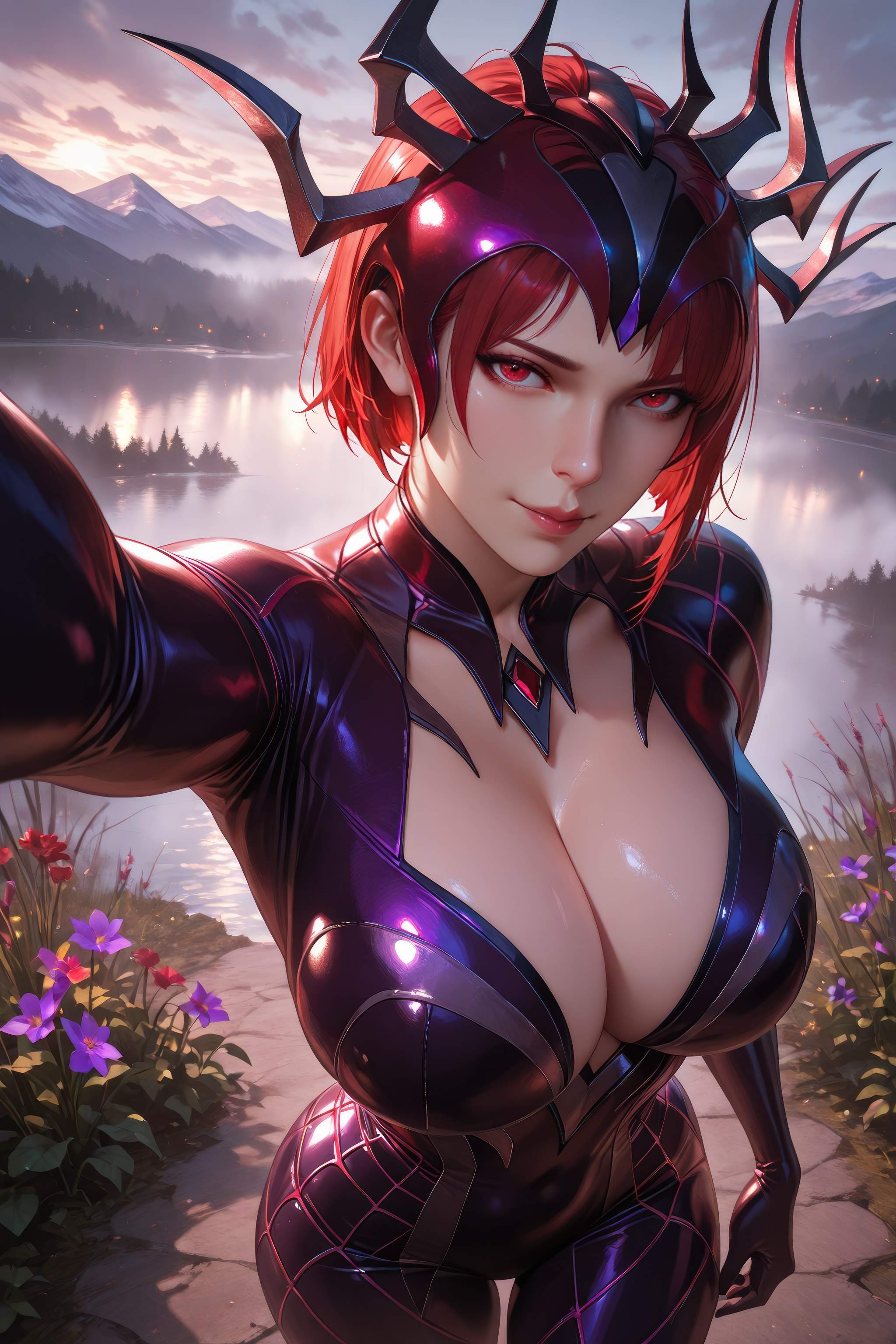Cô Gái Anime Tạo Ra Bằng AI - 斗罗大陆 Nhện Nữ: Áo Chật Đỏ, Ngực Khủng, Mông Cong, Chân Đẹp 1087P