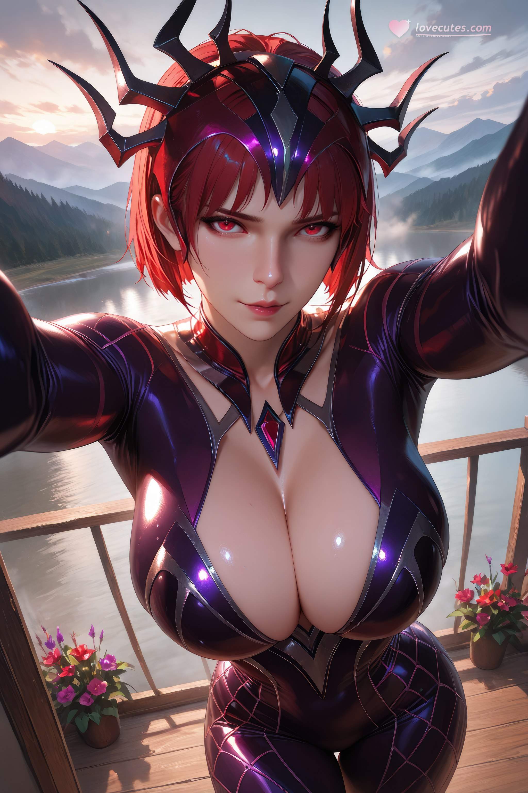 Cô Gái Anime Tạo Ra Bằng AI - 斗罗大陆 Nhện Nữ: Áo Chật Đỏ, Ngực Khủng, Mông Cong, Chân Đẹp 1087P