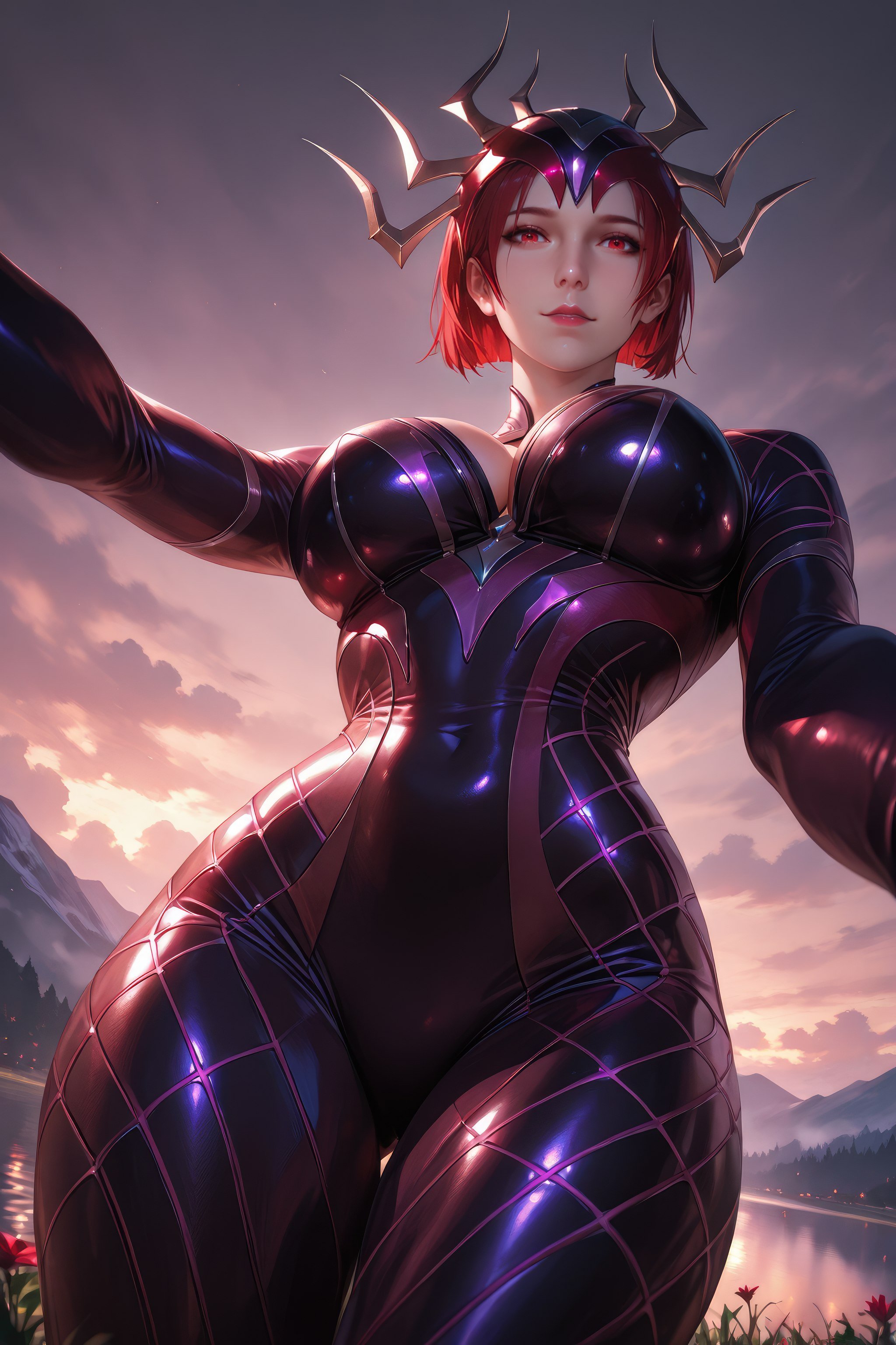 Cô Gái Anime Tạo Ra Bằng AI - 斗罗大陆 Nhện Nữ: Áo Chật Đỏ, Ngực Khủng, Mông Cong, Chân Đẹp 1087P