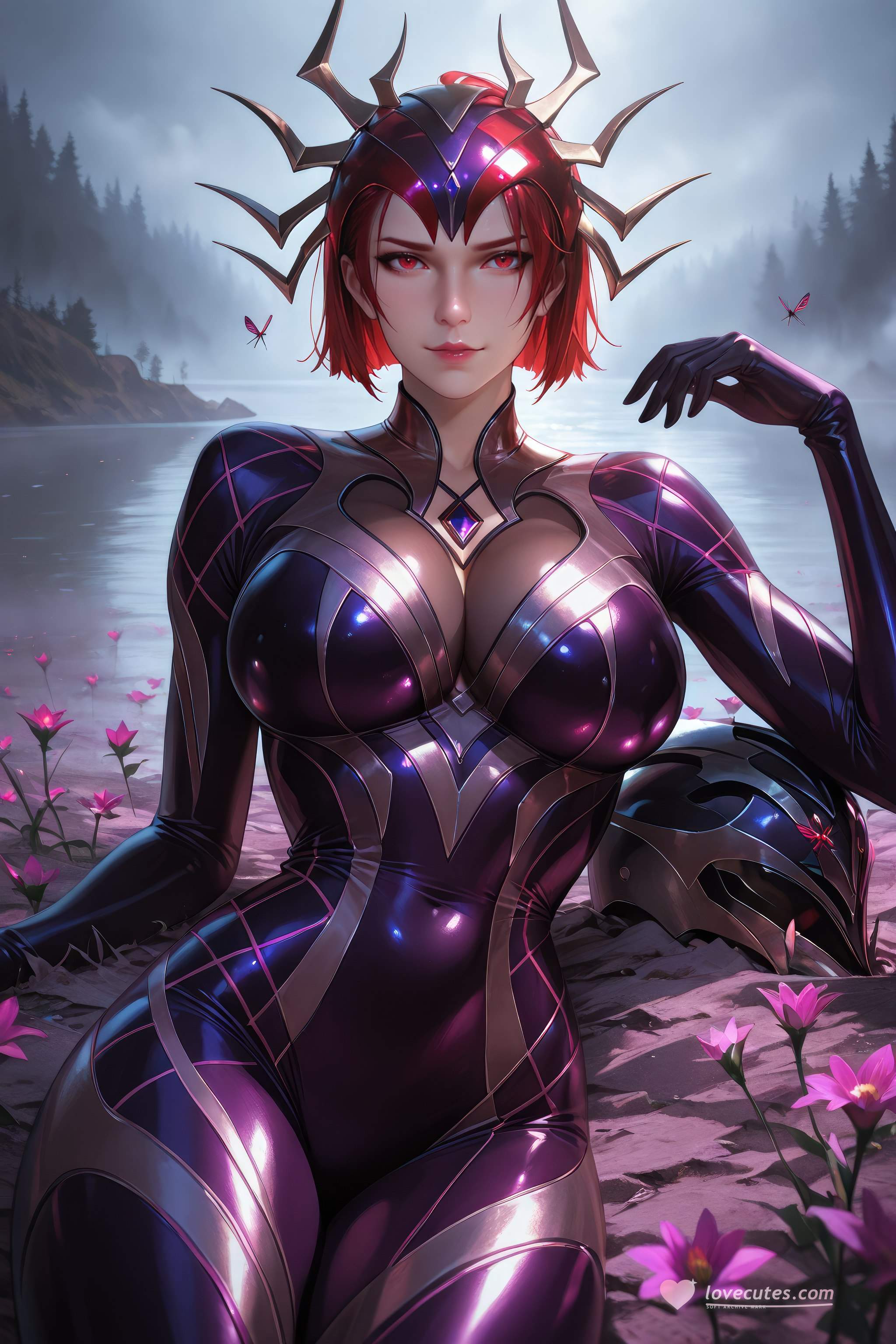 Cô Gái Anime Tạo Ra Bằng AI - 斗罗大陆 Nhện Nữ: Áo Chật Đỏ, Ngực Khủng, Mông Cong, Chân Đẹp 1087P