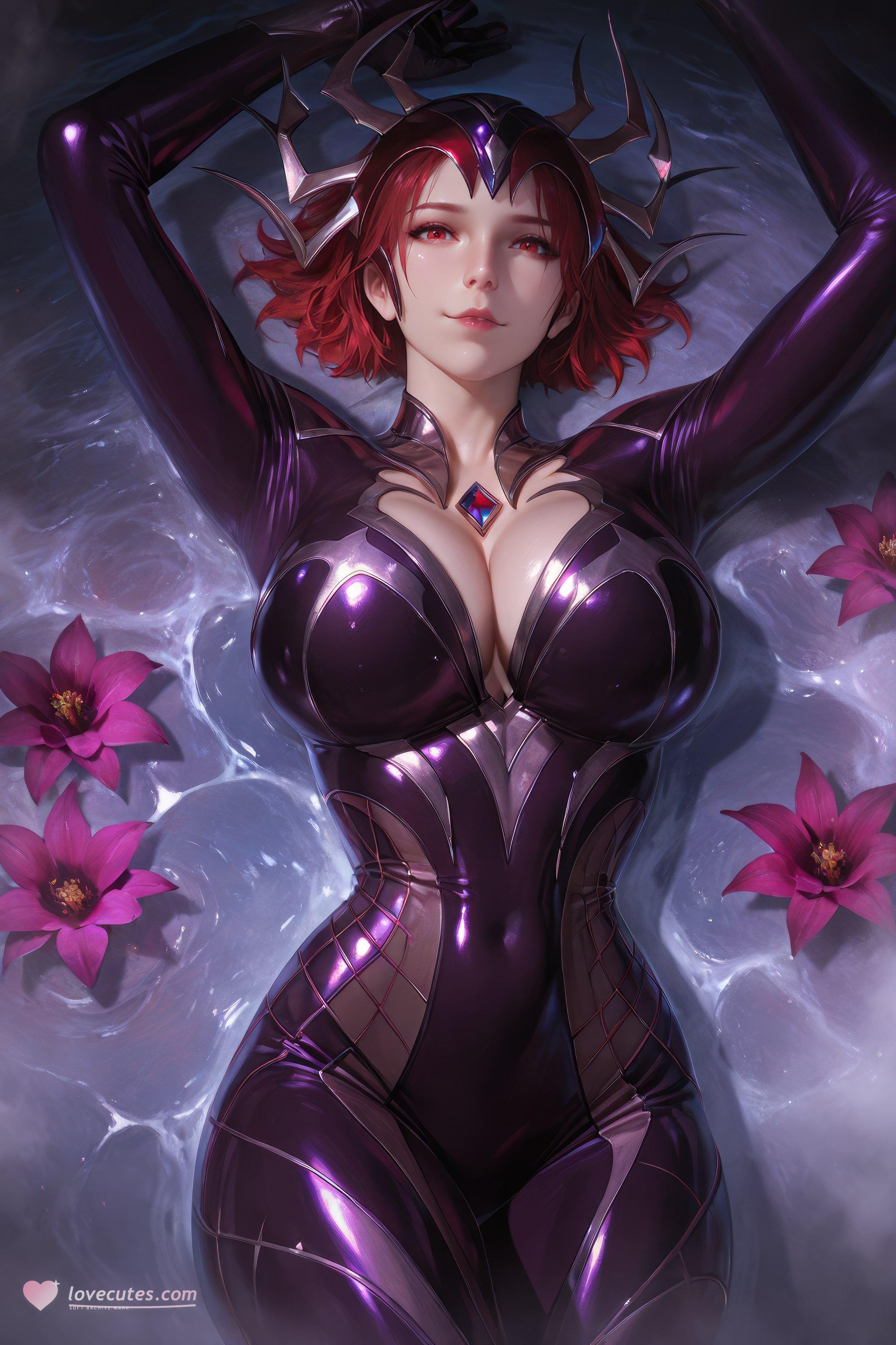 Cô Gái Anime Tạo Ra Bằng AI - 斗罗大陆 Nhện Nữ: Áo Chật Đỏ, Ngực Khủng, Mông Cong, Chân Đẹp 1087P