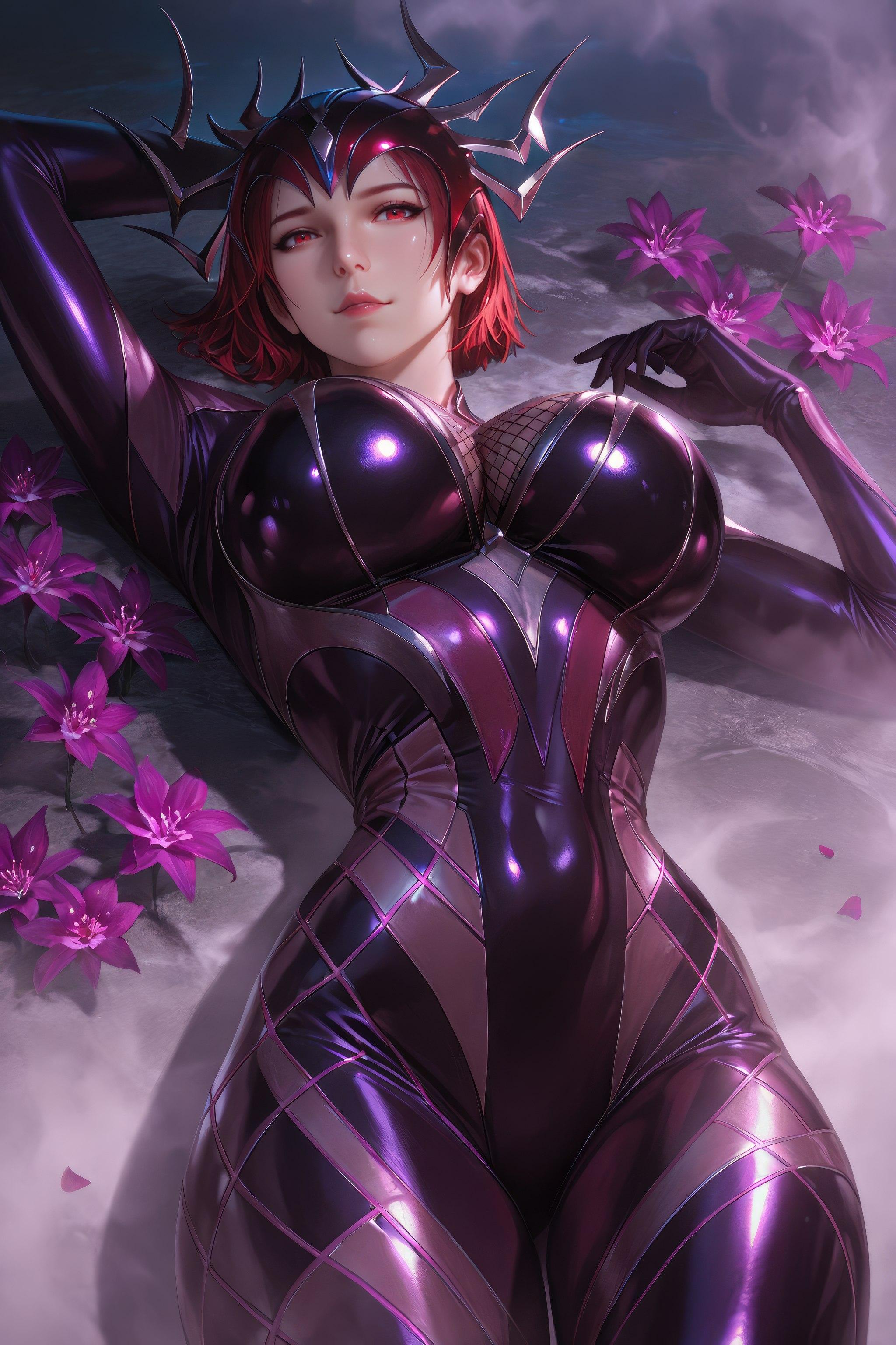 Cô Gái Anime Tạo Ra Bằng AI - 斗罗大陆 Nhện Nữ: Áo Chật Đỏ, Ngực Khủng, Mông Cong, Chân Đẹp 1087P