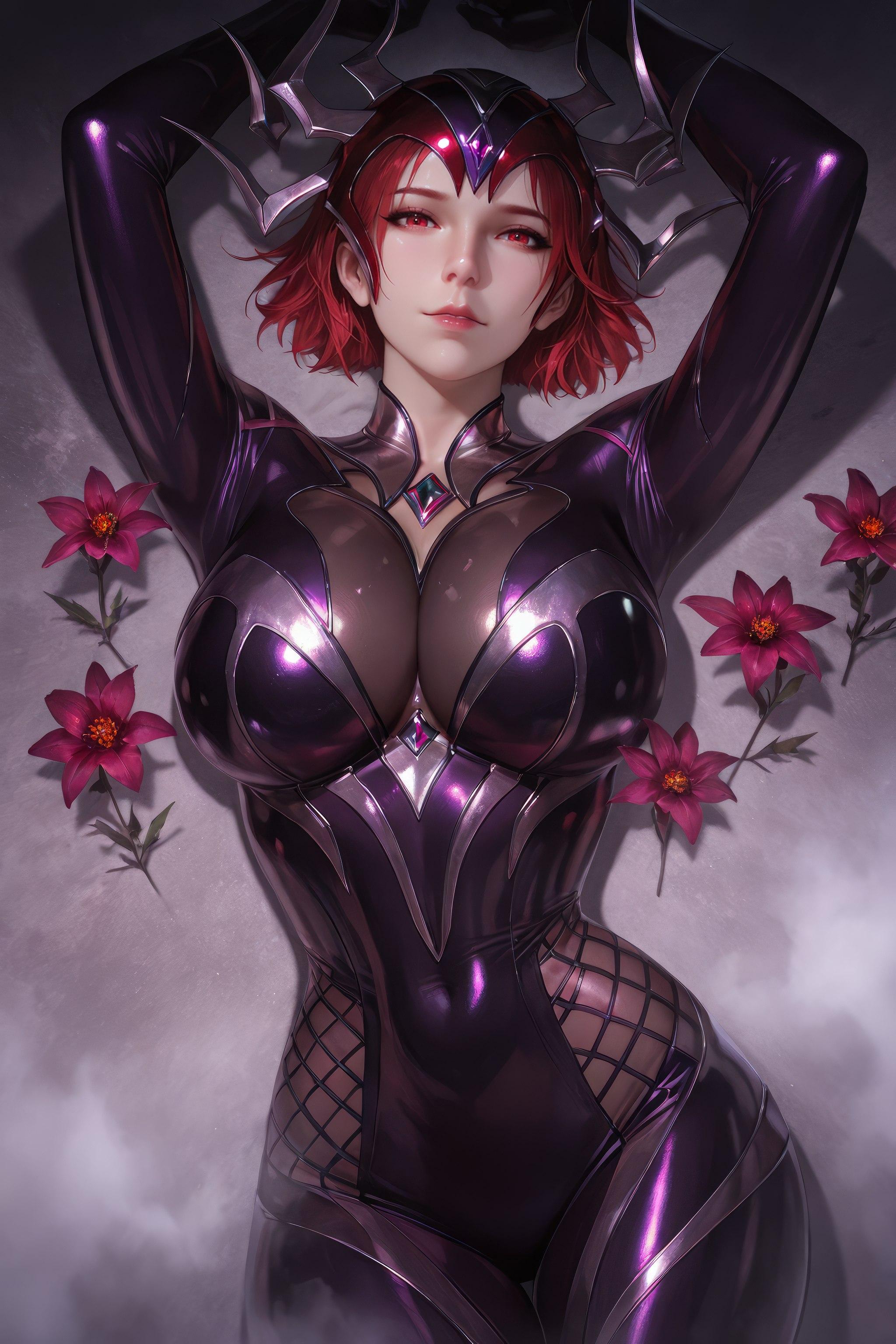 Cô Gái Anime Tạo Ra Bằng AI - 斗罗大陆 Nhện Nữ: Áo Chật Đỏ, Ngực Khủng, Mông Cong, Chân Đẹp 1087P