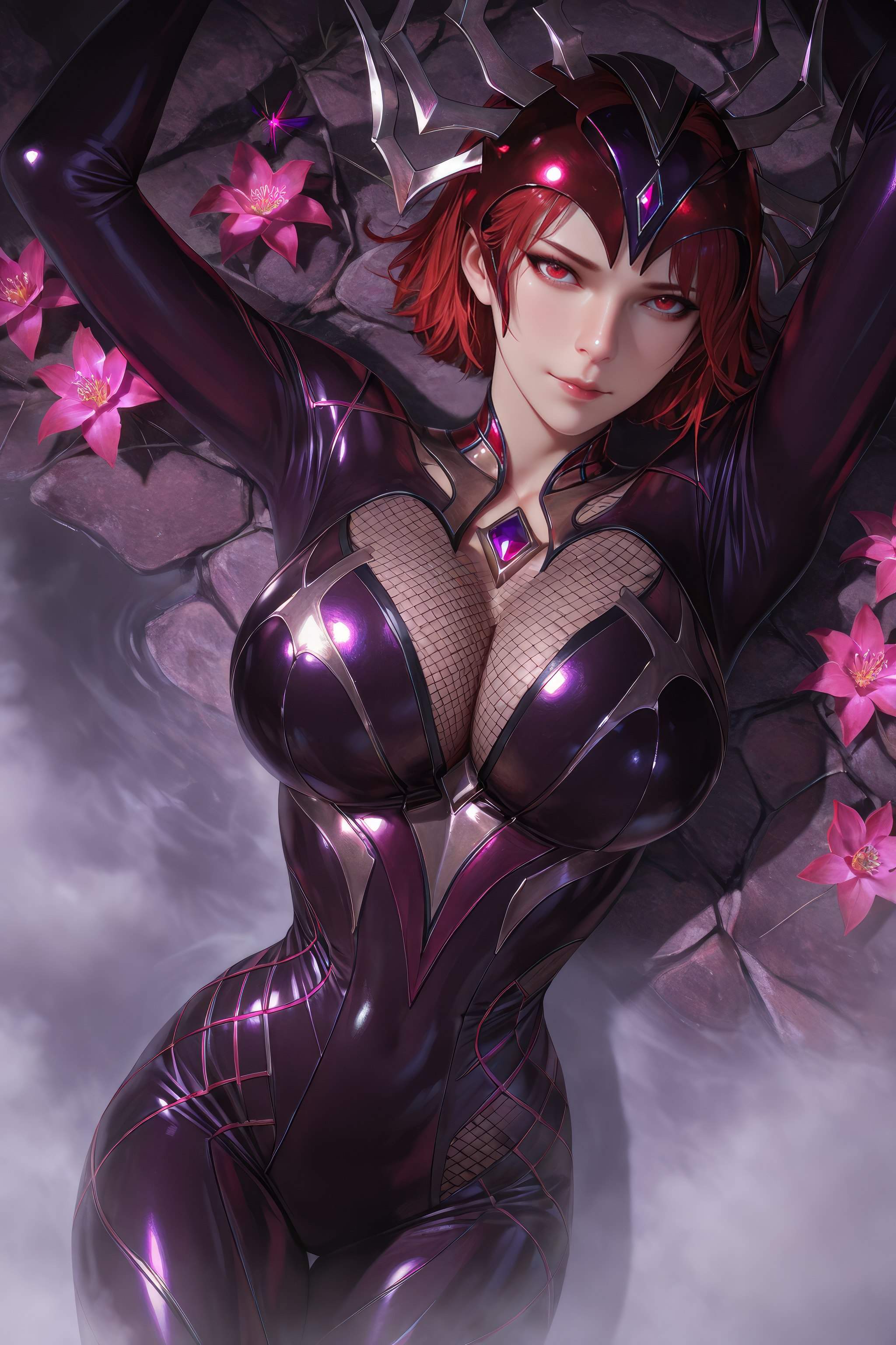 Cô Gái Anime Tạo Ra Bằng AI - 斗罗大陆 Nhện Nữ: Áo Chật Đỏ, Ngực Khủng, Mông Cong, Chân Đẹp 1087P