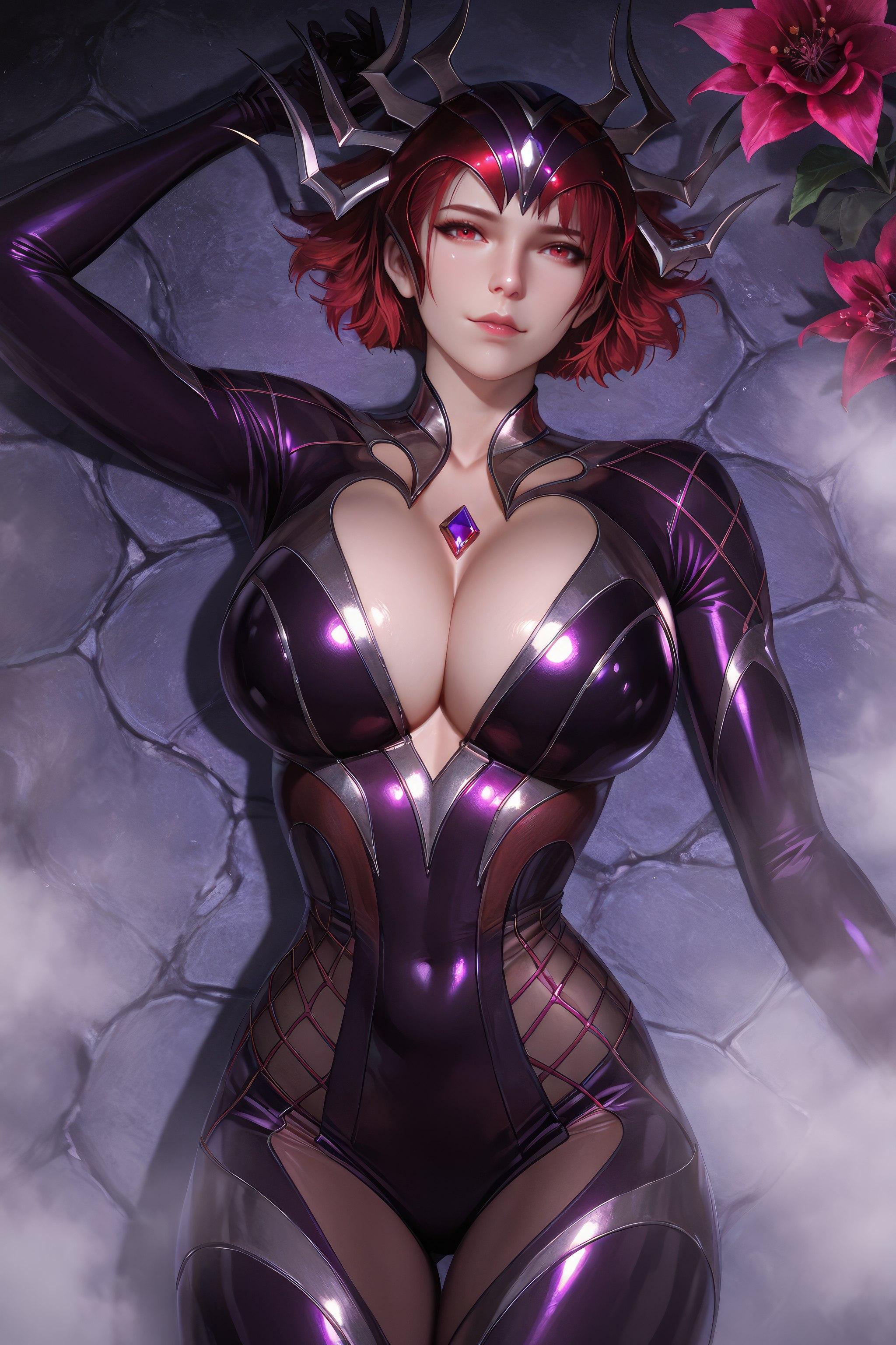 Cô Gái Anime Tạo Ra Bằng AI - 斗罗大陆 Nhện Nữ: Áo Chật Đỏ, Ngực Khủng, Mông Cong, Chân Đẹp 1087P