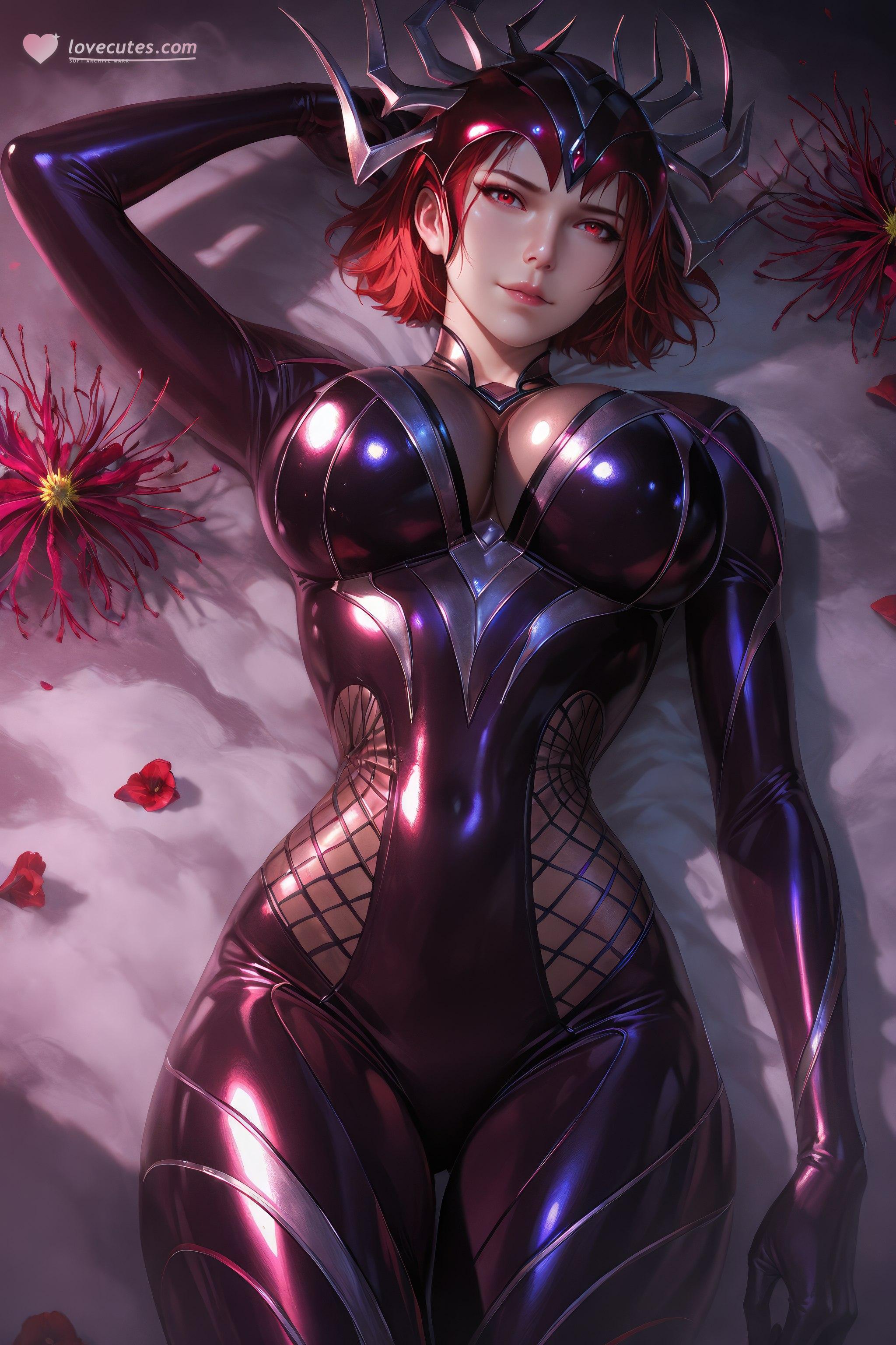 Cô Gái Anime Tạo Ra Bằng AI - 斗罗大陆 Nhện Nữ: Áo Chật Đỏ, Ngực Khủng, Mông Cong, Chân Đẹp 1087P