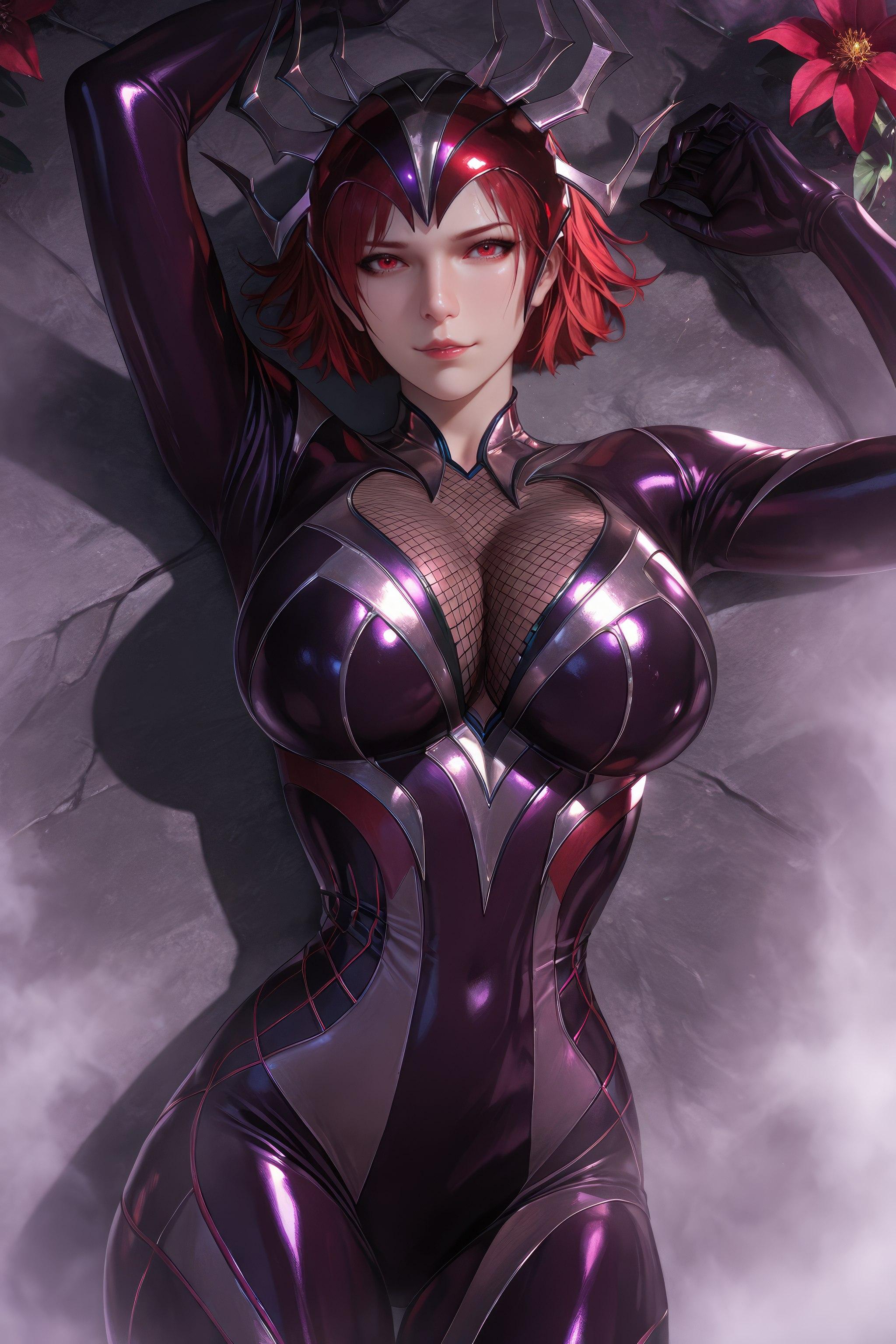 Cô Gái Anime Tạo Ra Bằng AI - 斗罗大陆 Nhện Nữ: Áo Chật Đỏ, Ngực Khủng, Mông Cong, Chân Đẹp 1087P
