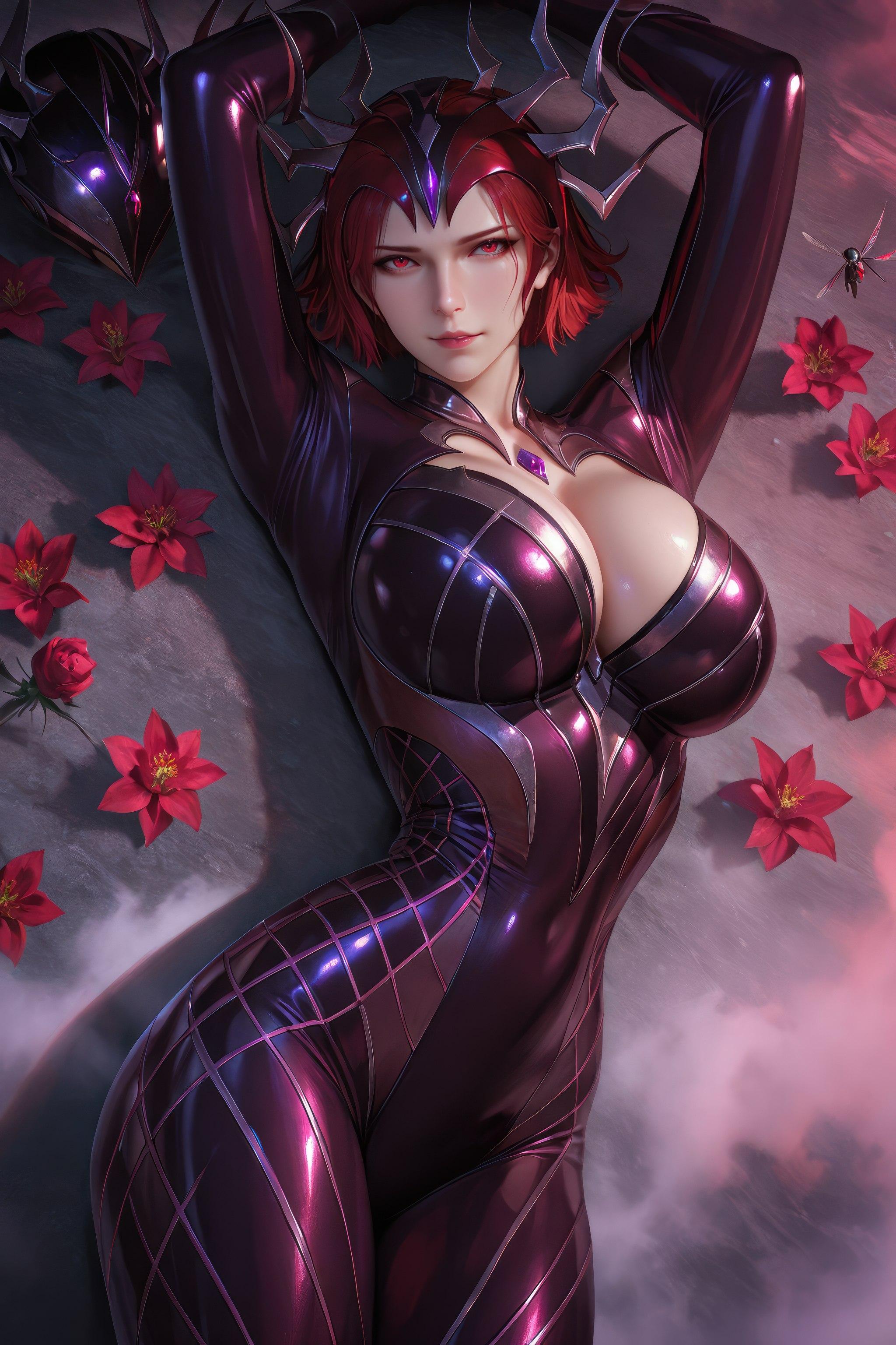 Cô Gái Anime Tạo Ra Bằng AI - 斗罗大陆 Nhện Nữ: Áo Chật Đỏ, Ngực Khủng, Mông Cong, Chân Đẹp 1087P