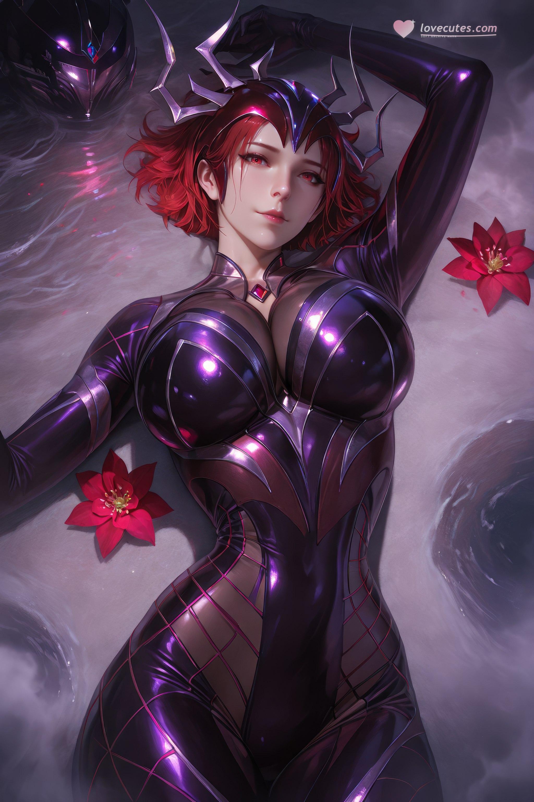Cô Gái Anime Tạo Ra Bằng AI - 斗罗大陆 Nhện Nữ: Áo Chật Đỏ, Ngực Khủng, Mông Cong, Chân Đẹp 1087P