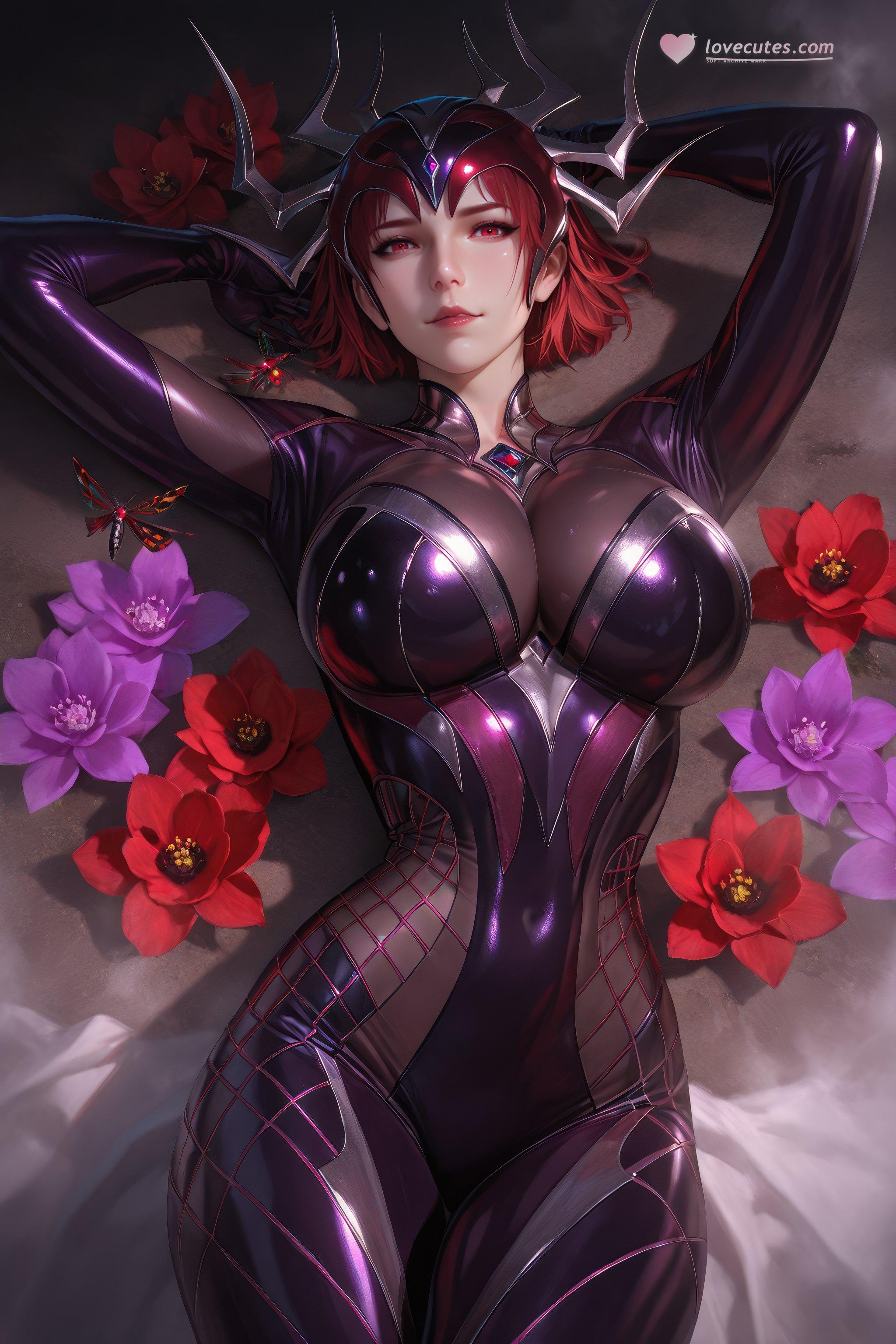 Cô Gái Anime Tạo Ra Bằng AI - 斗罗大陆 Nhện Nữ: Áo Chật Đỏ, Ngực Khủng, Mông Cong, Chân Đẹp 1087P