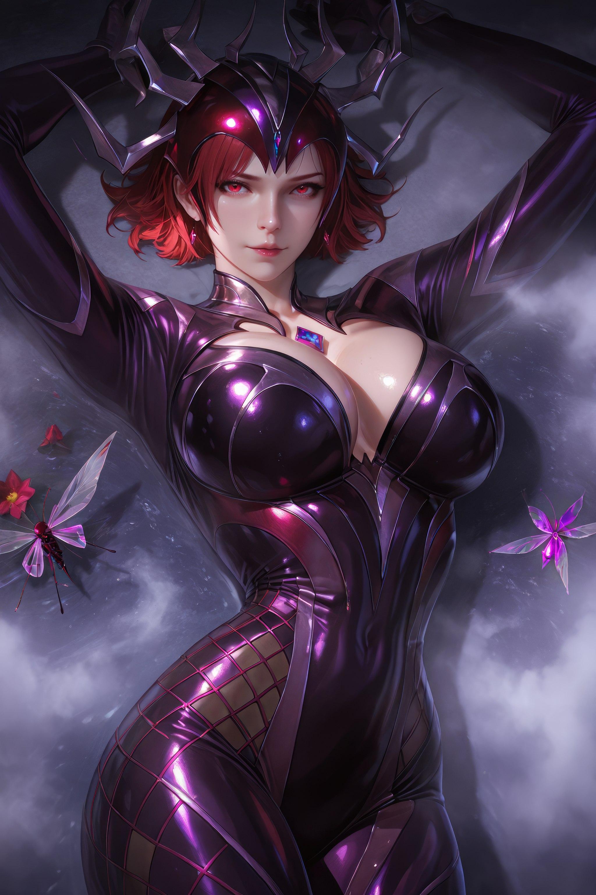 Cô Gái Anime Tạo Ra Bằng AI - 斗罗大陆 Nhện Nữ: Áo Chật Đỏ, Ngực Khủng, Mông Cong, Chân Đẹp 1087P