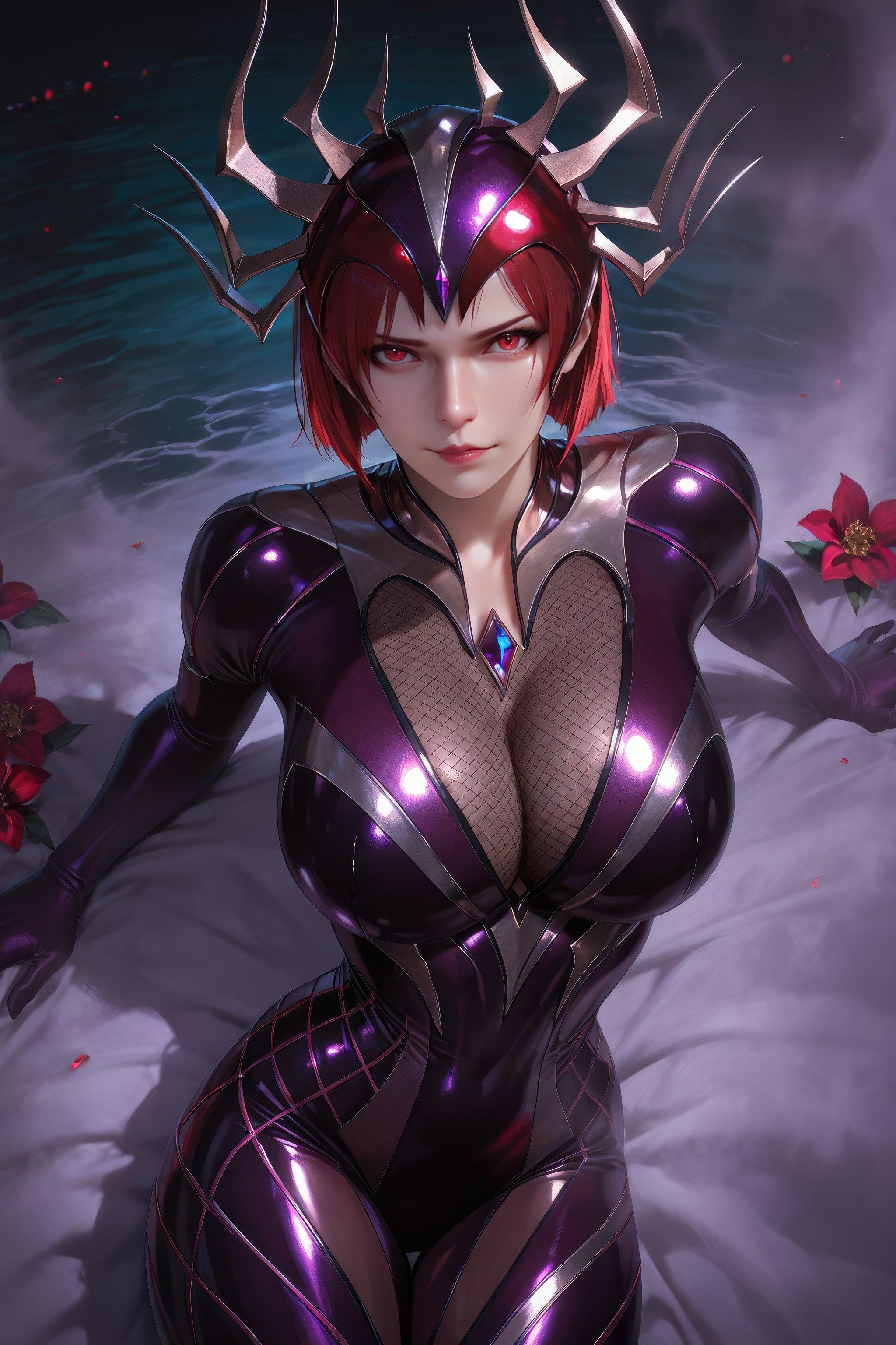 AI生成動漫女孩 - 斗羅大陸 蜘蛛女：紅髮緊身衣巨乳露穴 翹臀美腿 1087P