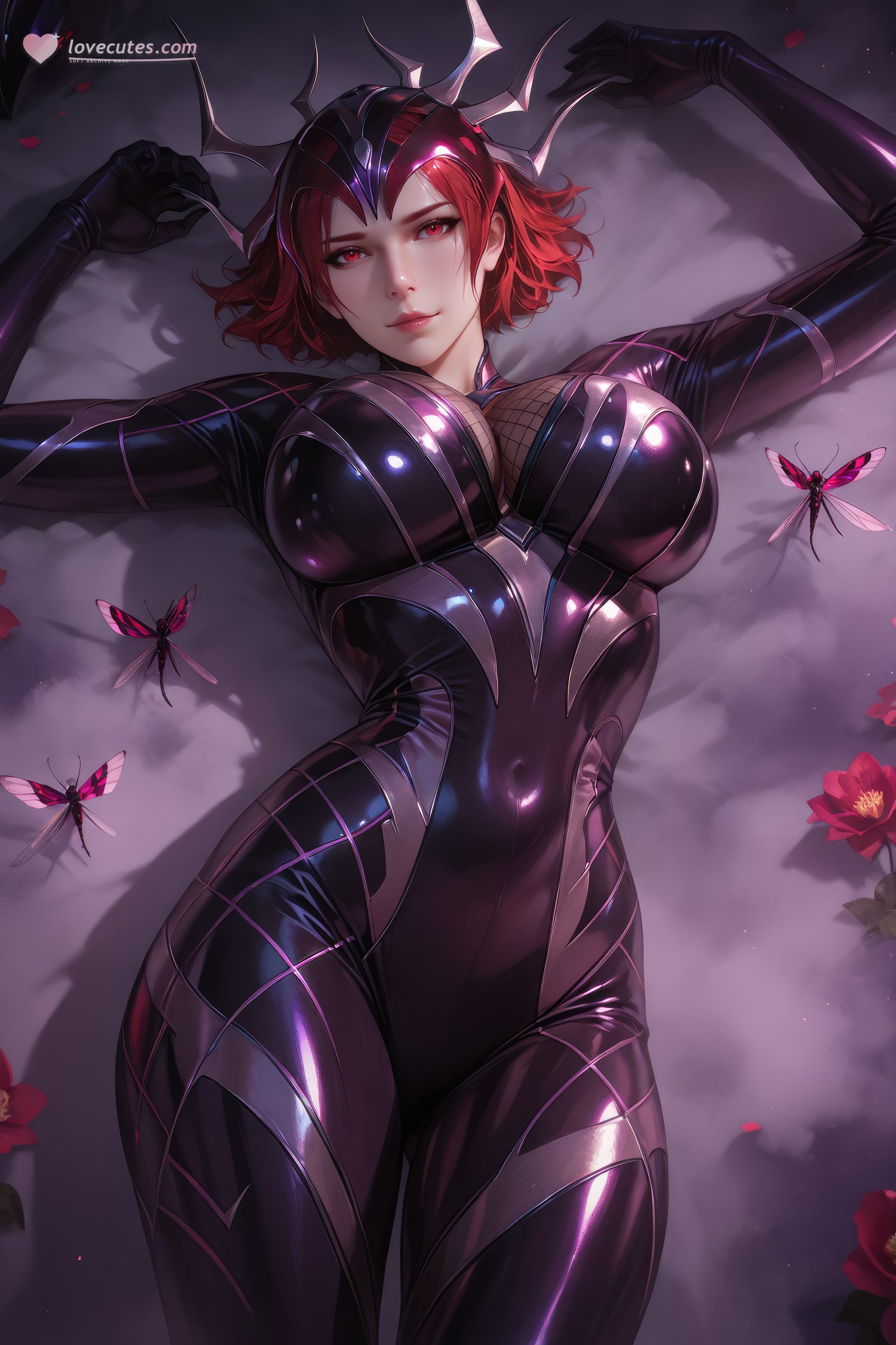 AI生成動漫女孩 - 斗羅大陸 蜘蛛女：紅髮緊身衣巨乳露穴 翹臀美腿 1087P