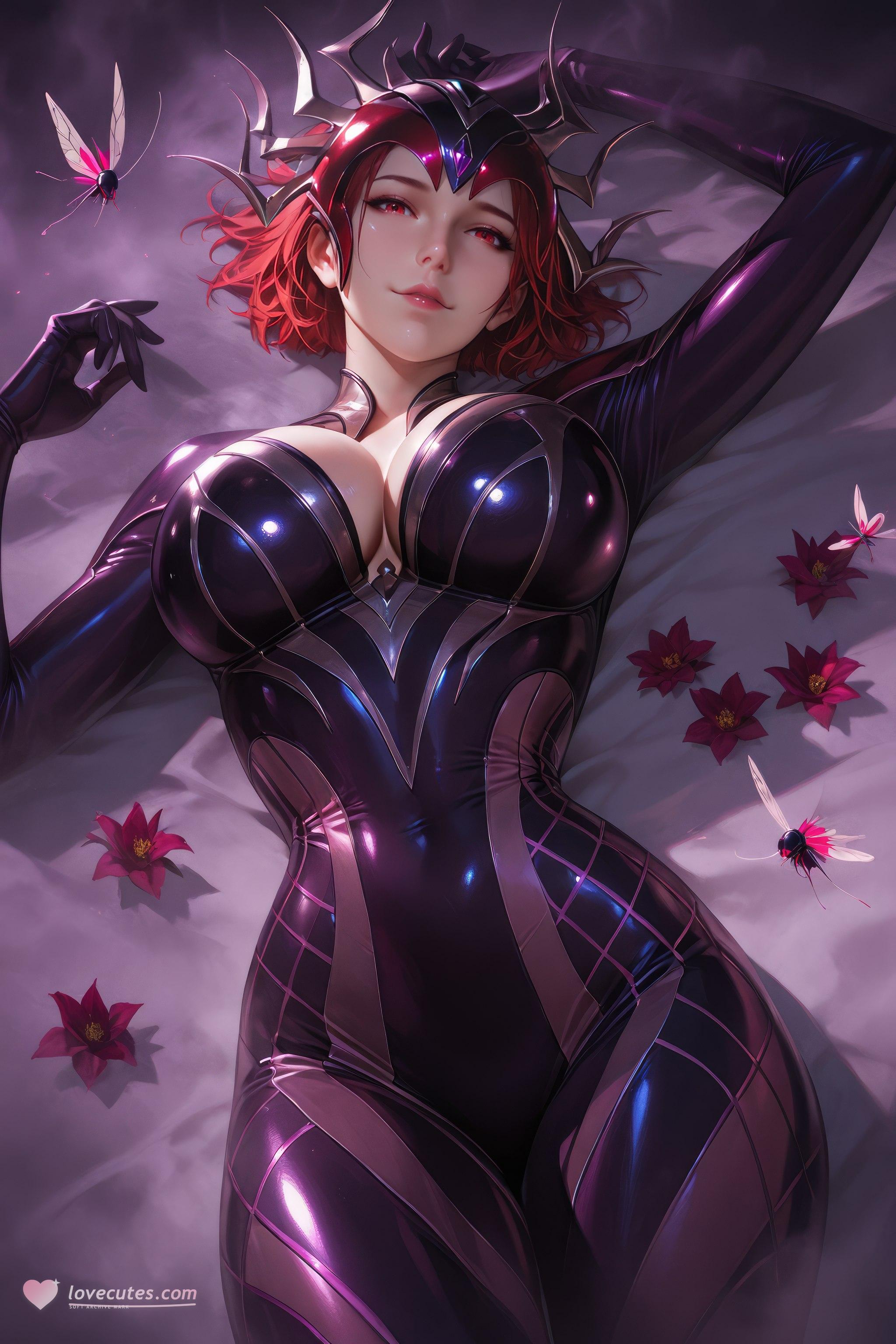 AI生成動漫女孩 - 斗羅大陸 蜘蛛女：紅髮緊身衣巨乳露穴 翹臀美腿 1087P