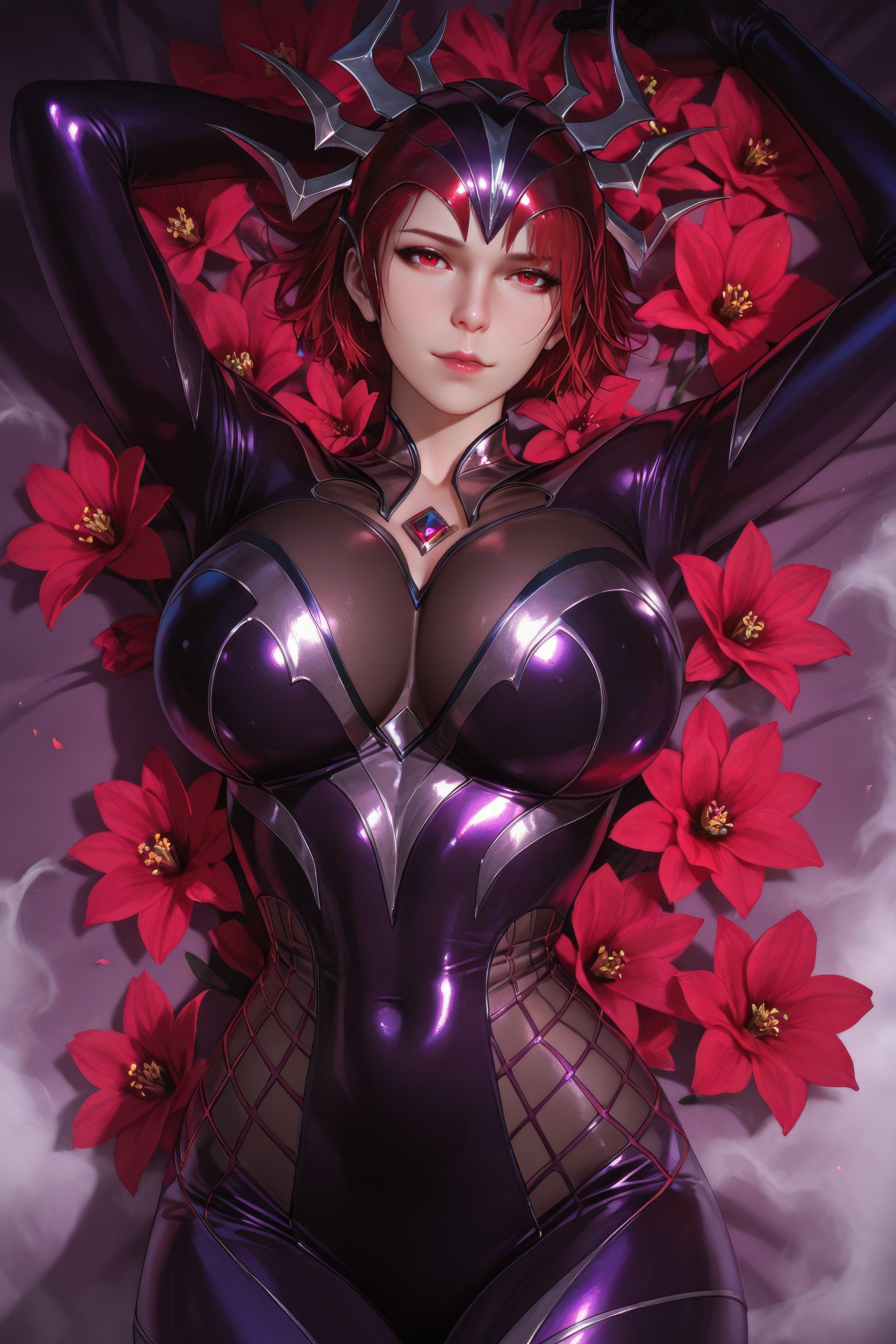 AI生成動漫女孩 - 斗羅大陸 蜘蛛女：紅髮緊身衣巨乳露穴 翹臀美腿 1087P
