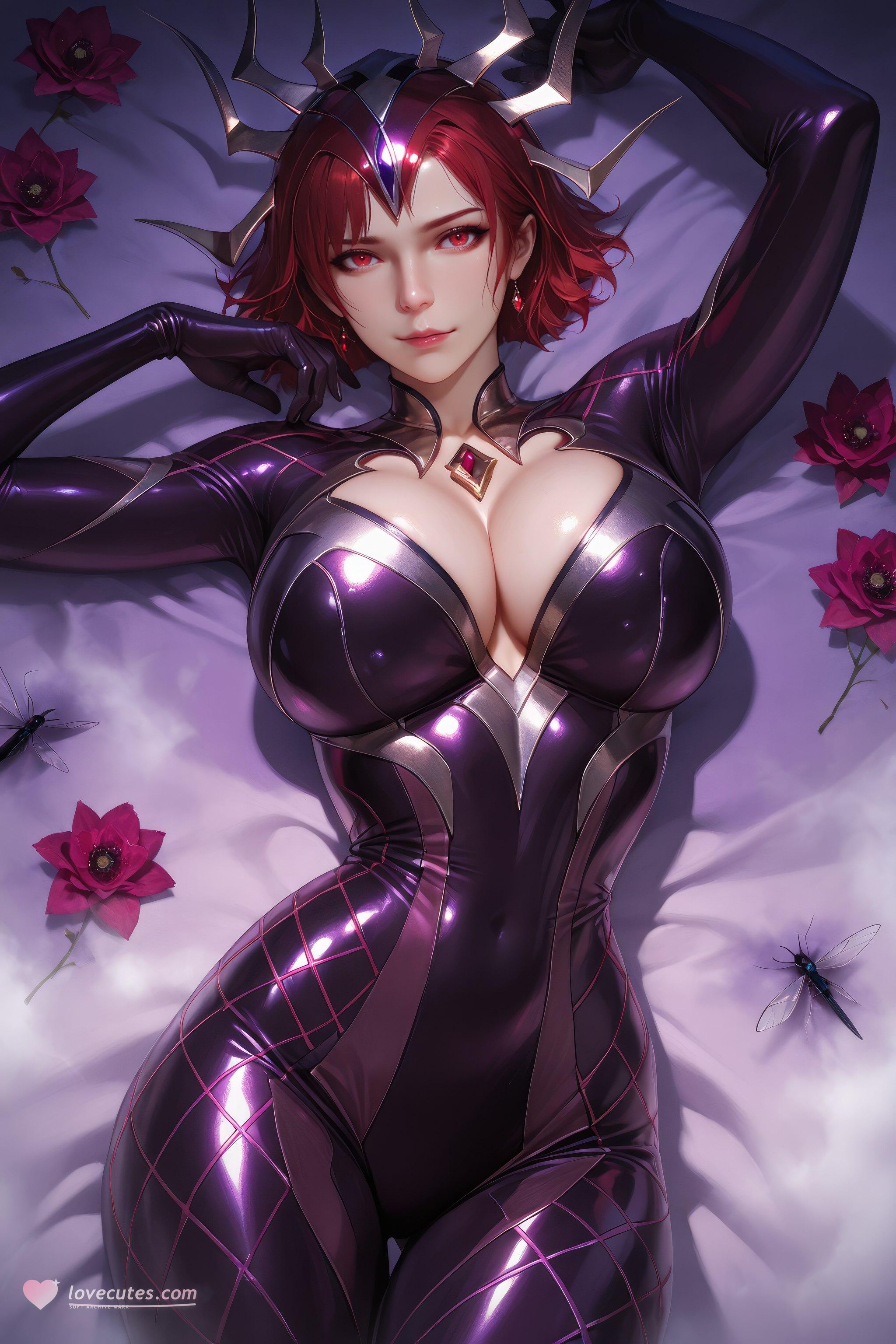 AI生成動漫女孩 - 斗羅大陸 蜘蛛女：紅髮緊身衣巨乳露穴 翹臀美腿 1087P