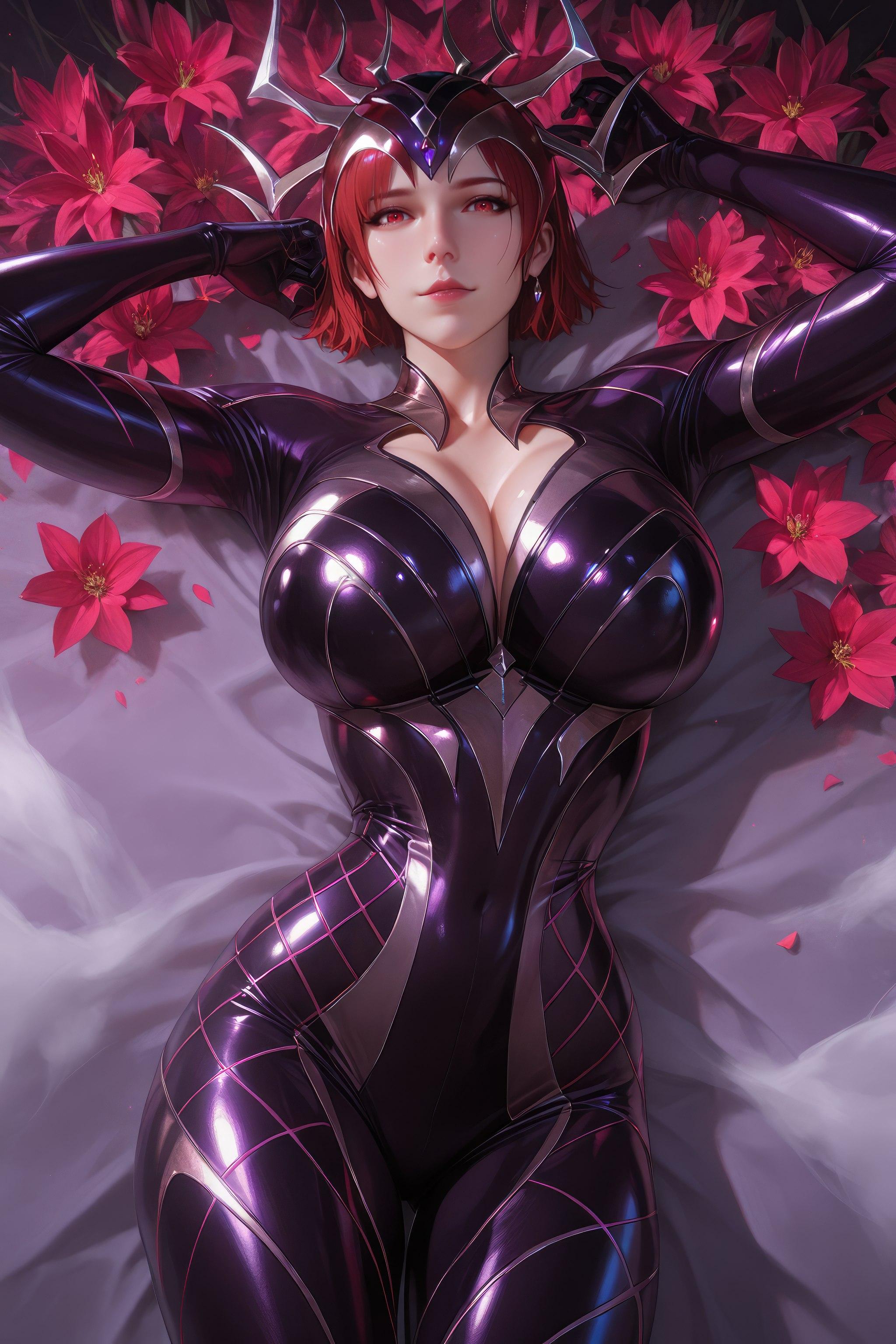 AI生成動漫女孩 - 斗羅大陸 蜘蛛女：紅髮緊身衣巨乳露穴 翹臀美腿 1087P