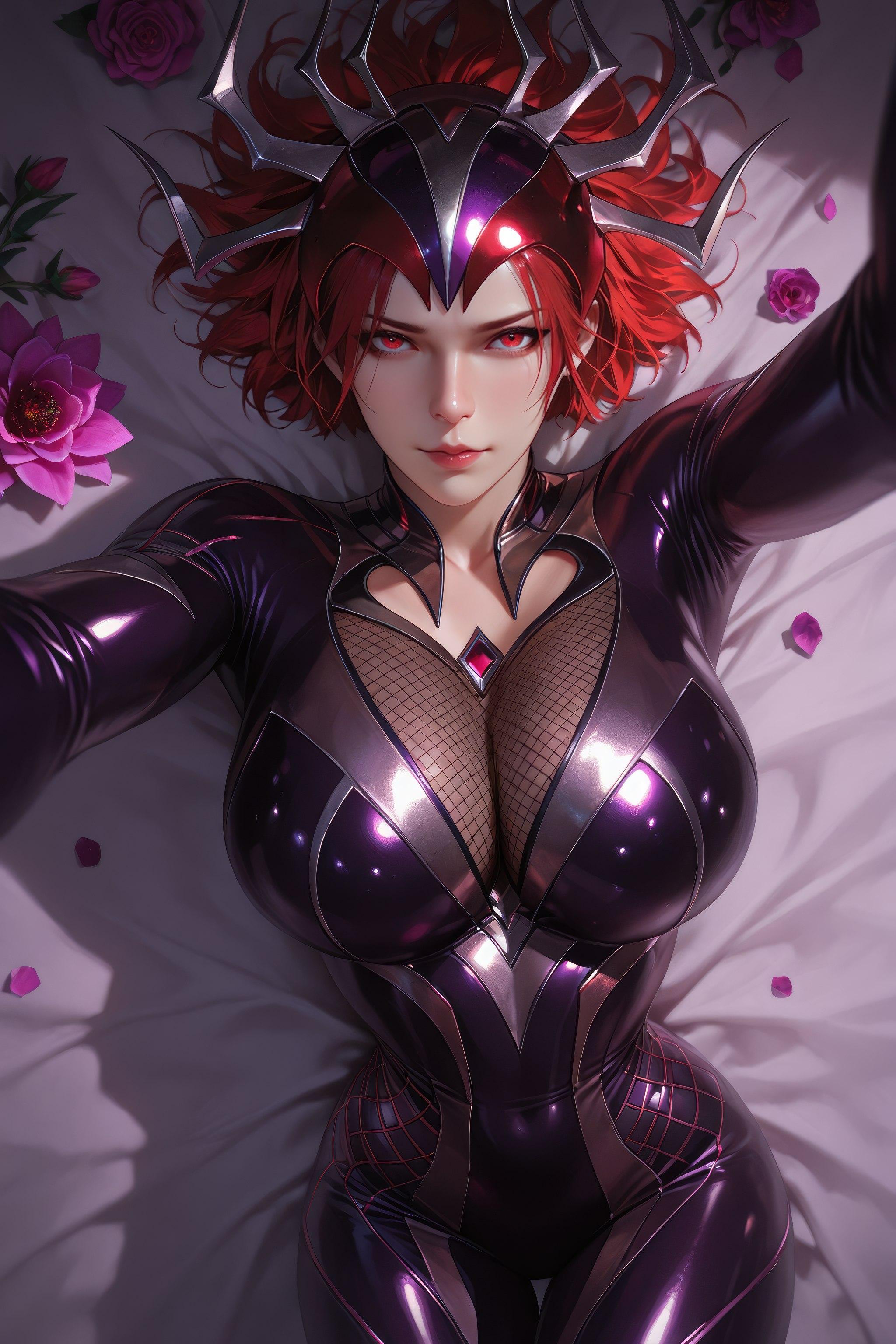 Cô Gái Anime Tạo Ra Bằng AI - 斗罗大陆 Nhện Nữ: Áo Chật Đỏ, Ngực Khủng, Mông Cong, Chân Đẹp 1087P