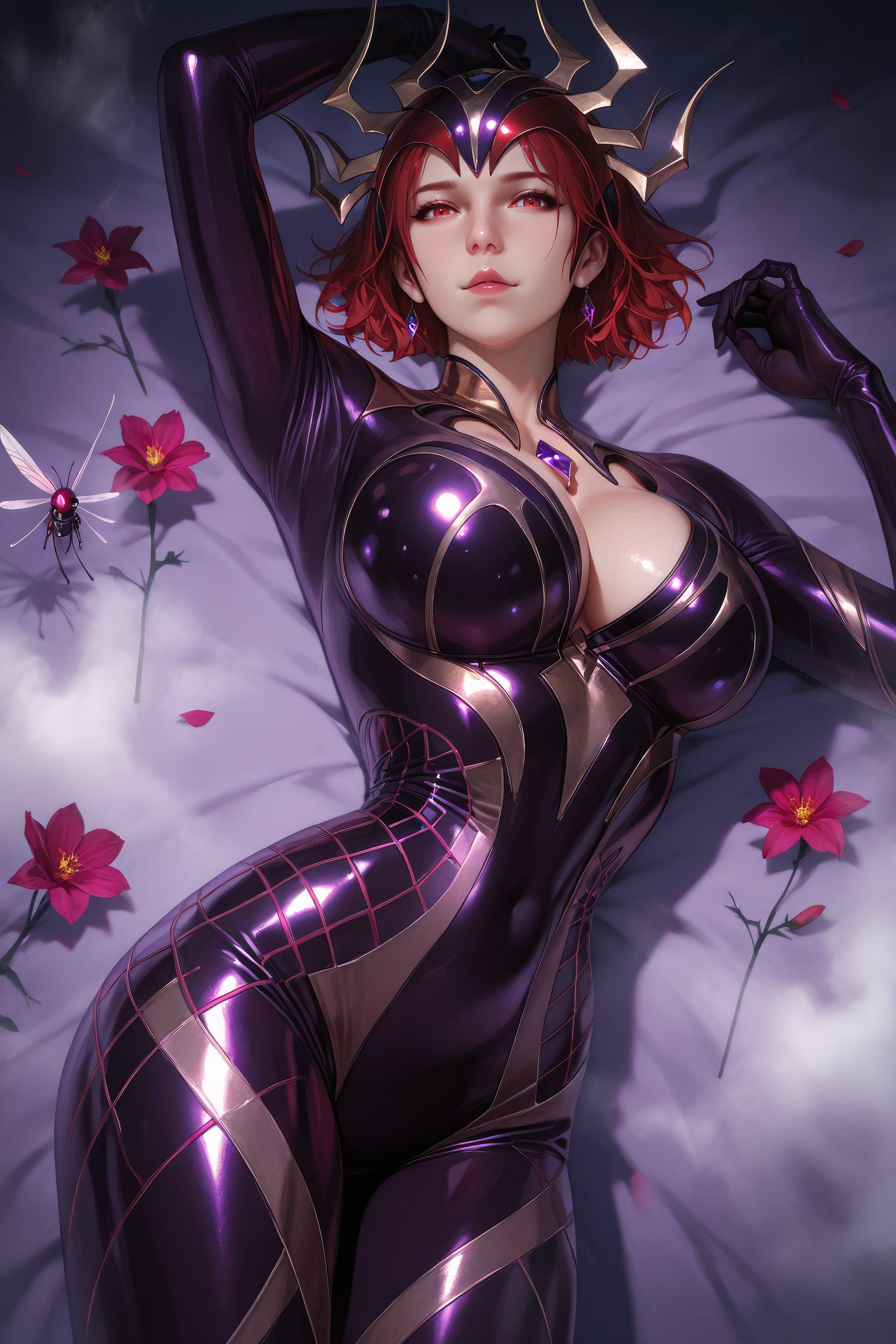Cô Gái Anime Tạo Ra Bằng AI - 斗罗大陆 Nhện Nữ: Áo Chật Đỏ, Ngực Khủng, Mông Cong, Chân Đẹp 1087P