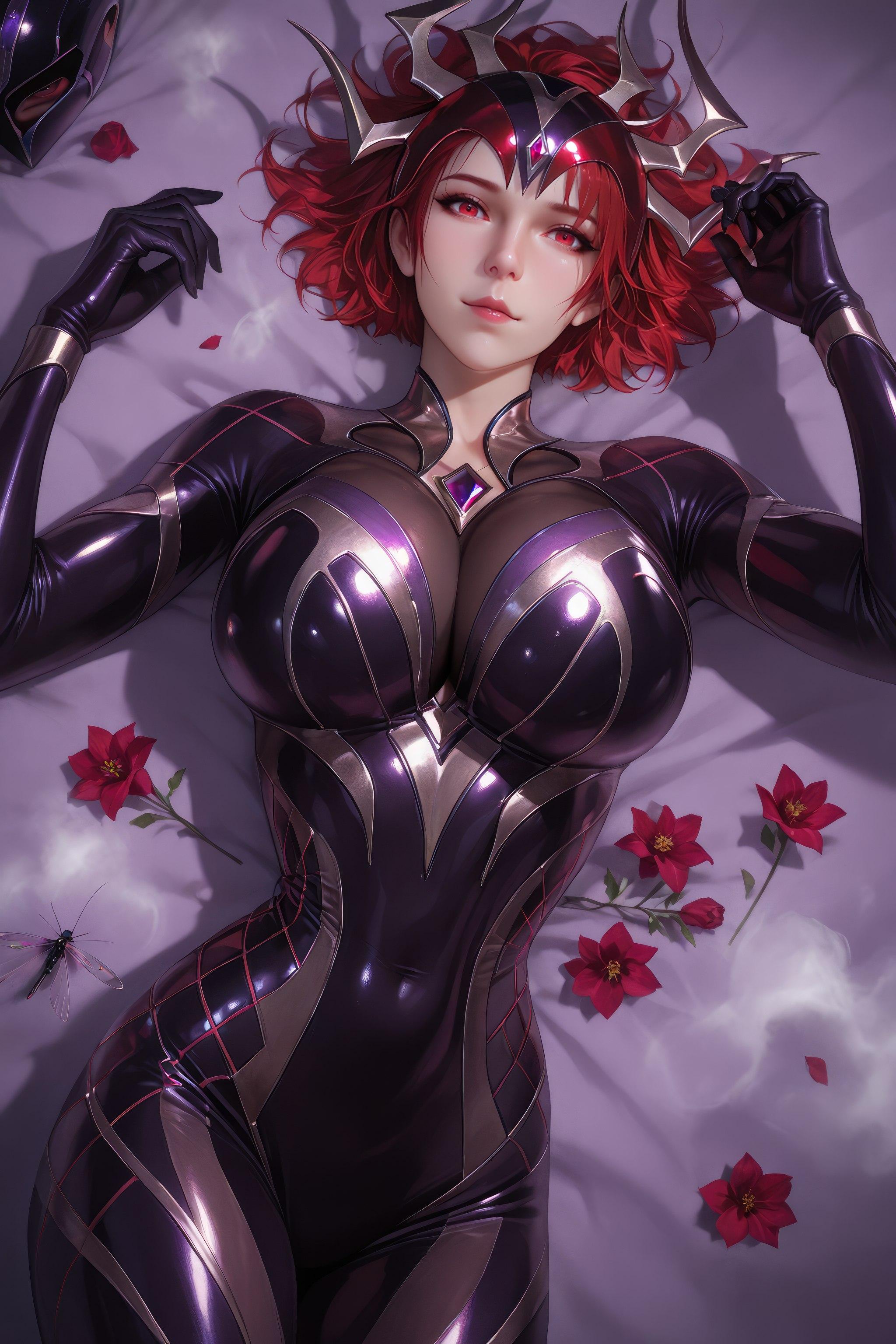 Cô Gái Anime Tạo Ra Bằng AI - 斗罗大陆 Nhện Nữ: Áo Chật Đỏ, Ngực Khủng, Mông Cong, Chân Đẹp 1087P