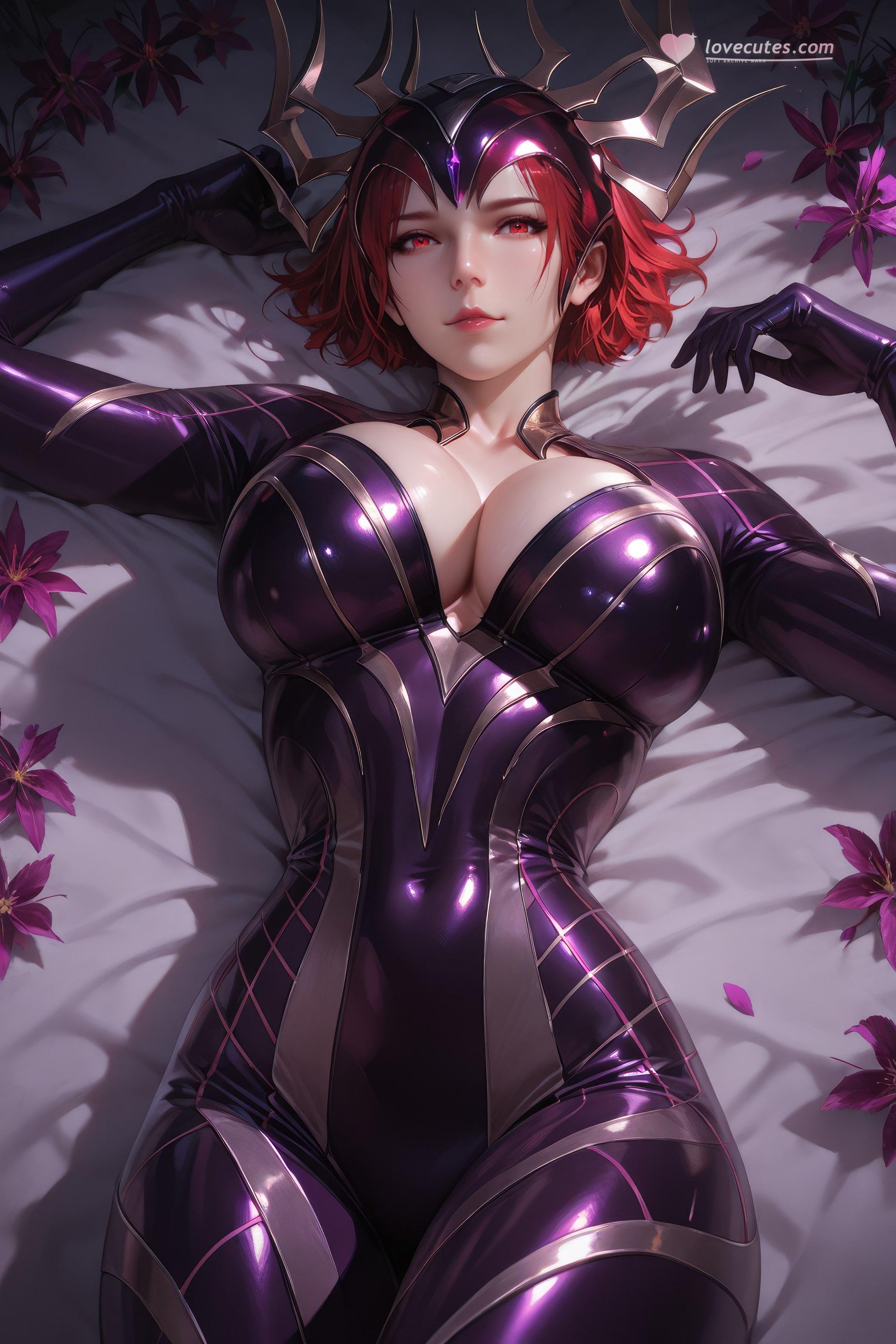 Cô Gái Anime Tạo Ra Bằng AI - 斗罗大陆 Nhện Nữ: Áo Chật Đỏ, Ngực Khủng, Mông Cong, Chân Đẹp 1087P