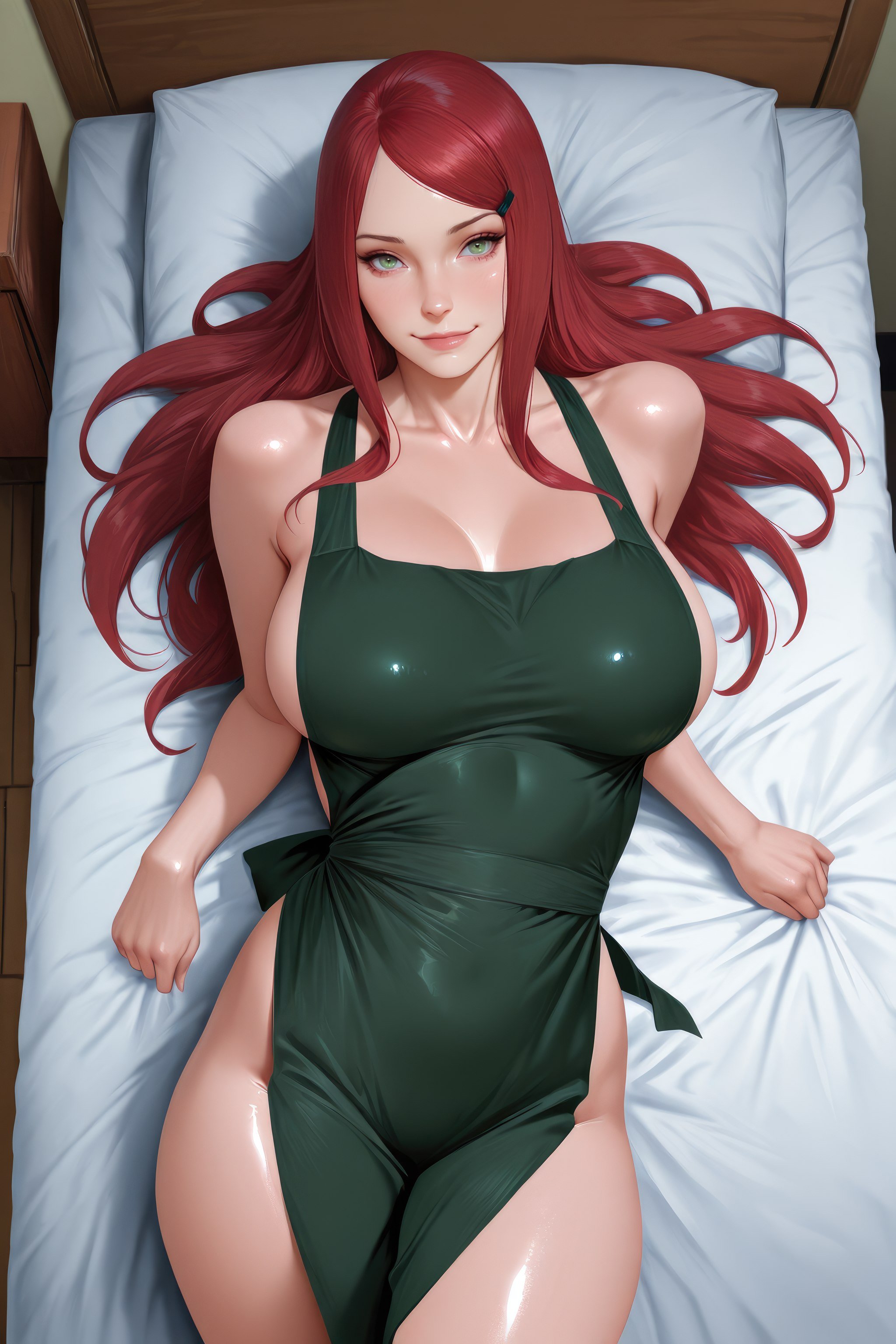 Cô Gái Anime Tạo Bởi AI - 火影忍者 漩涡玖辛奈: Váy Xanh Ngực Khủng, Mông Cong Bên Hồ Bơi 707P