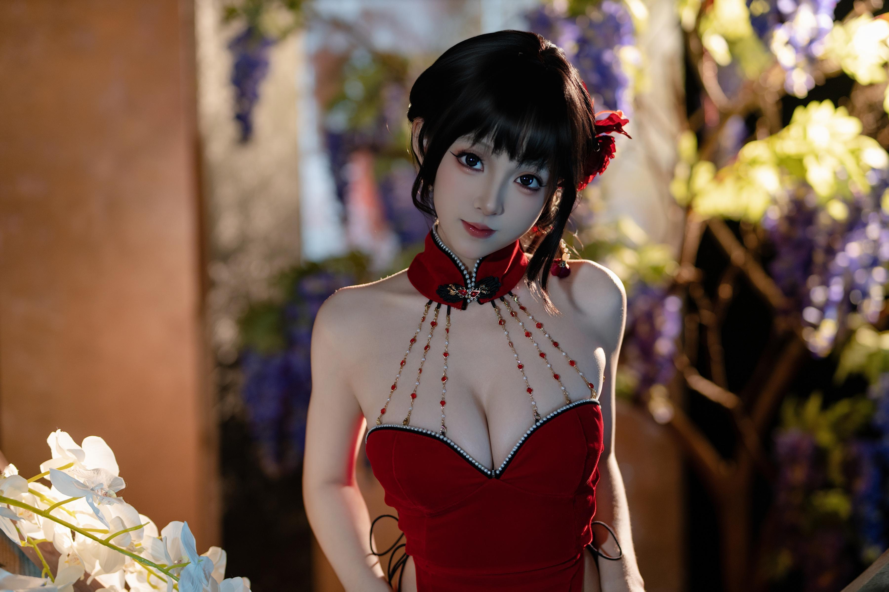 [Private] Bangni - New Year Qipao: Red Qipao, Black Stockings, Stunning Legs, Bold Reveals, 82P8V