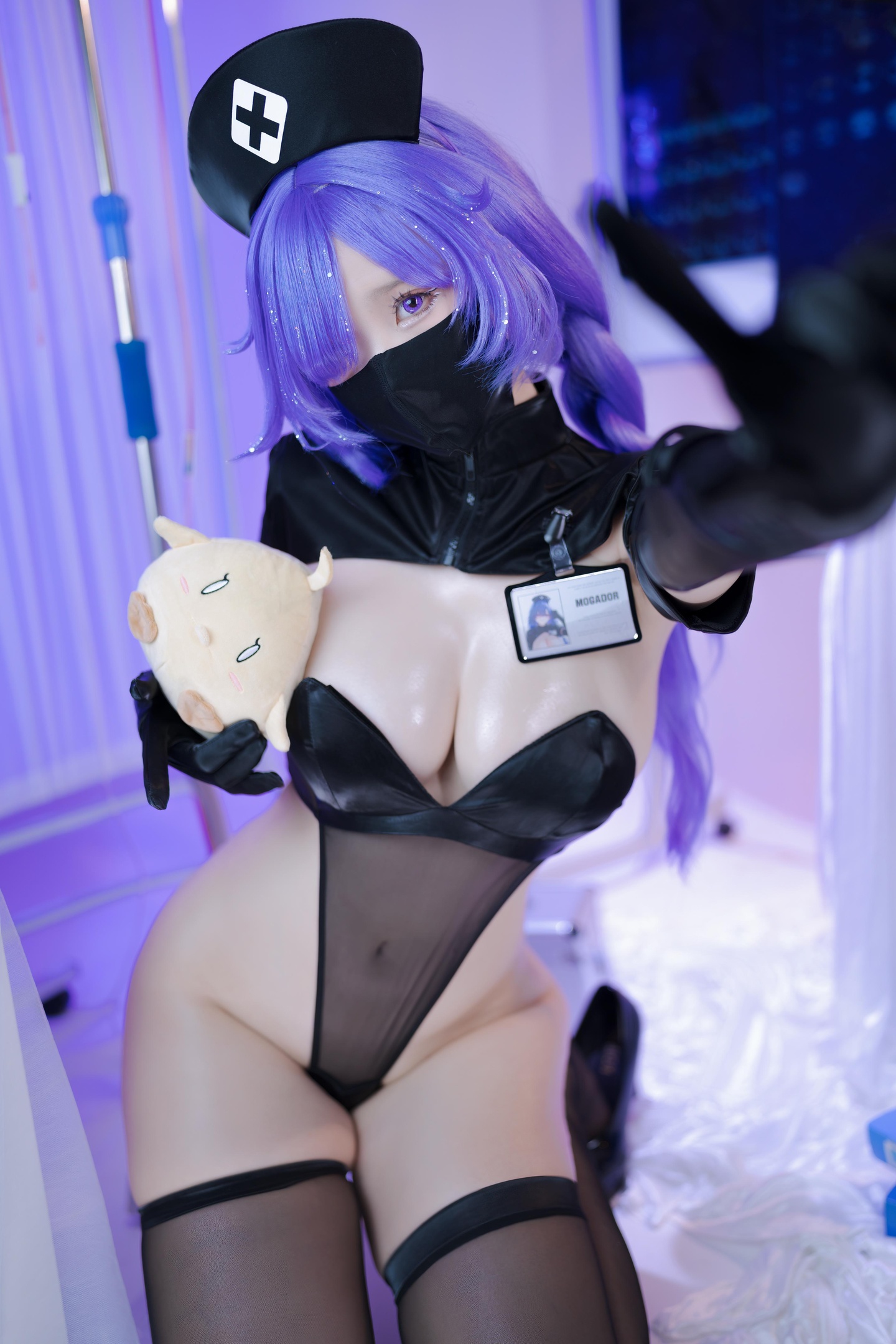 [Private] Miko-chan - Nursing Angel: Black Stocking Nurse Outfit, Curvy Bust and Booty, 43P