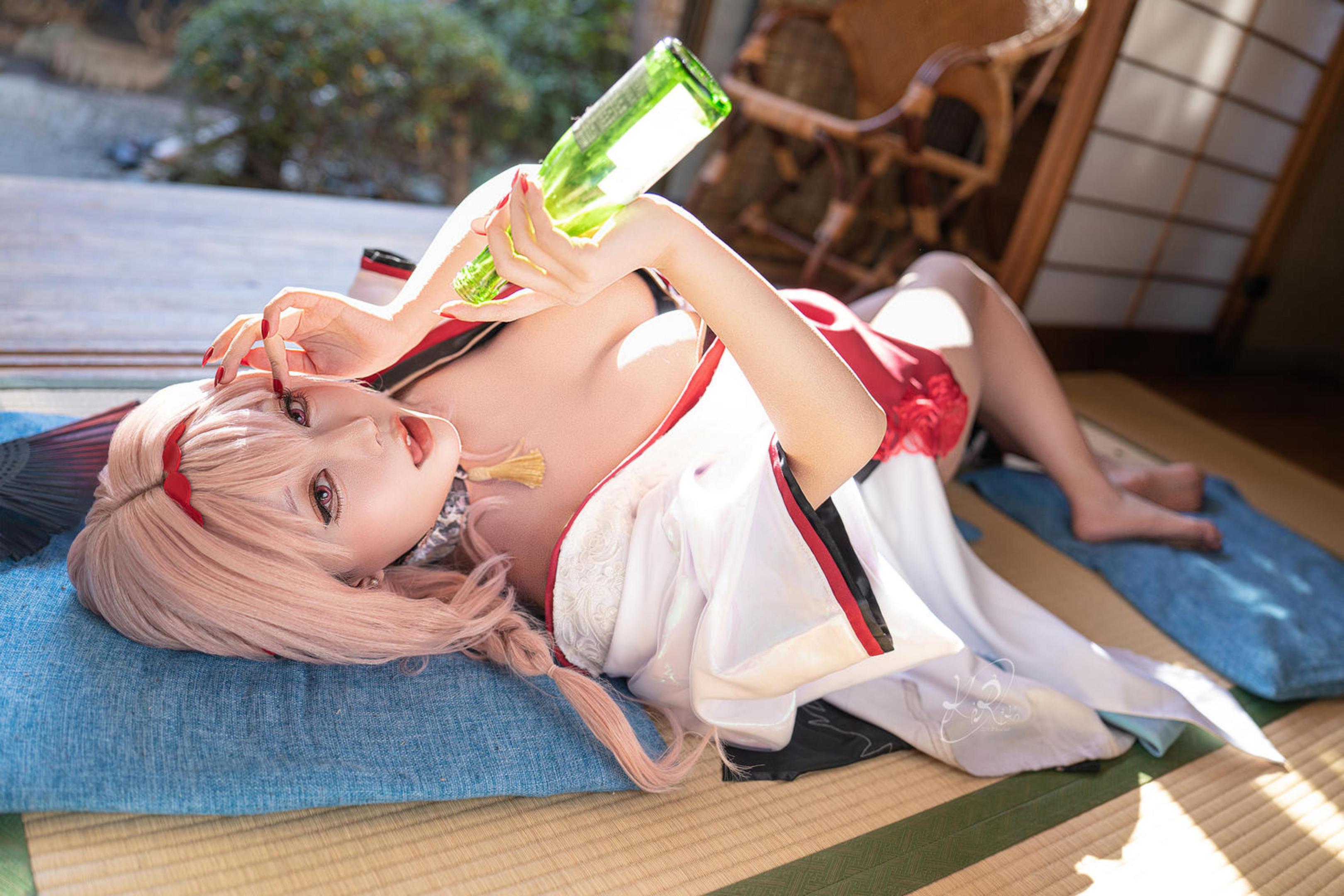 [costume扮演] 切切Celia - Nikke勝利女神 暗影 憧憬之花：粉髮和風露肩 巨乳長腿還原 39P