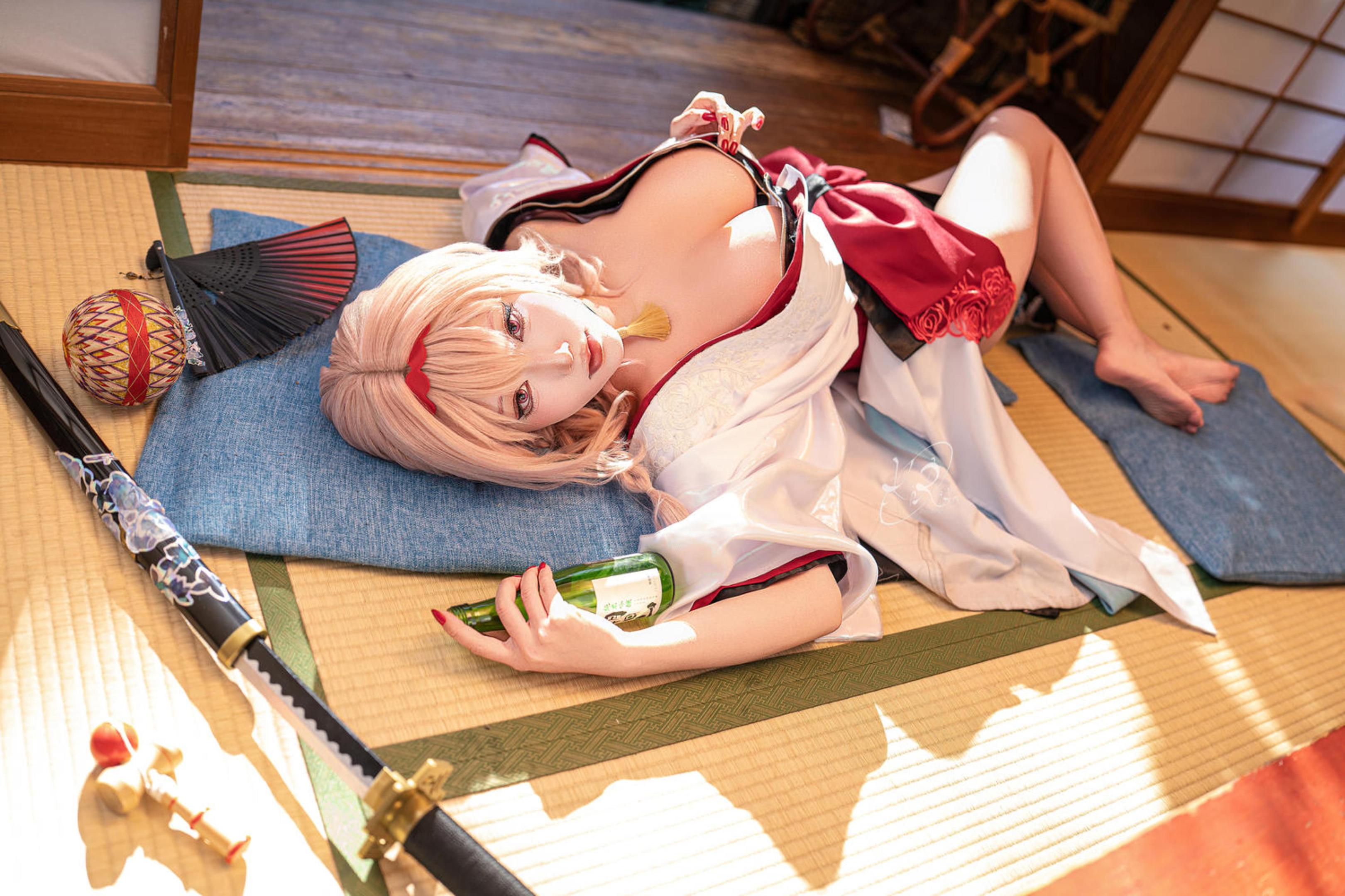 [costume扮演] 切切Celia - Nikke勝利女神 暗影 憧憬之花：粉髮和風露肩 巨乳長腿還原 39P