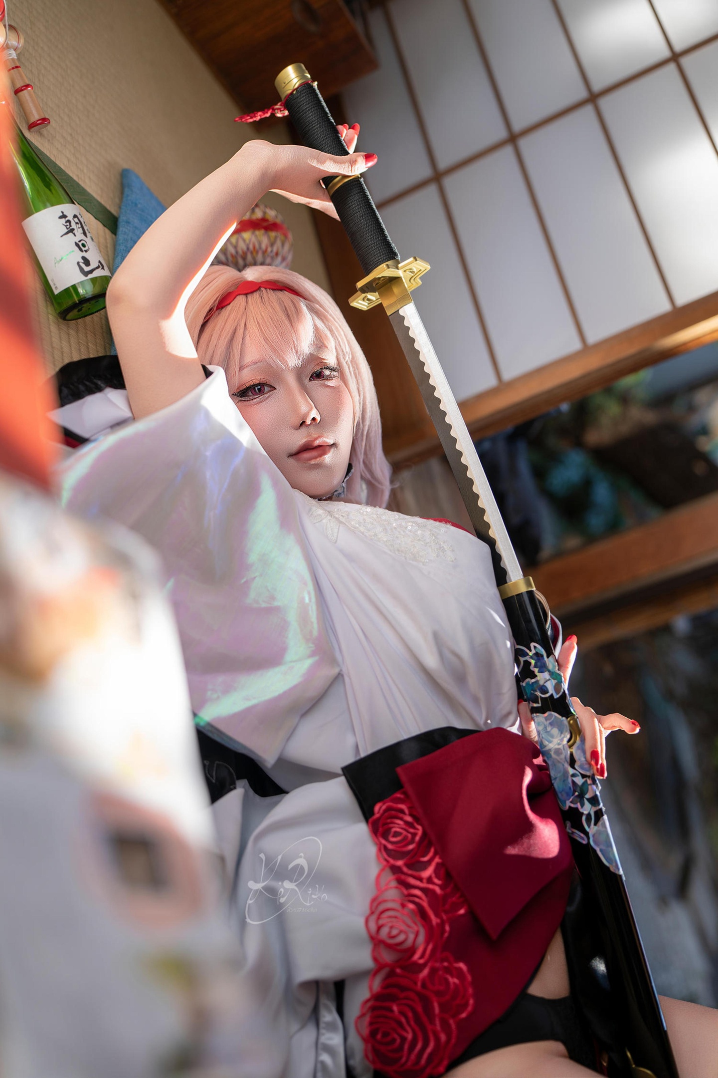 [costume扮演] 切切Celia - Nikke勝利女神 暗影 憧憬之花：粉髮和風露肩 巨乳長腿還原 39P