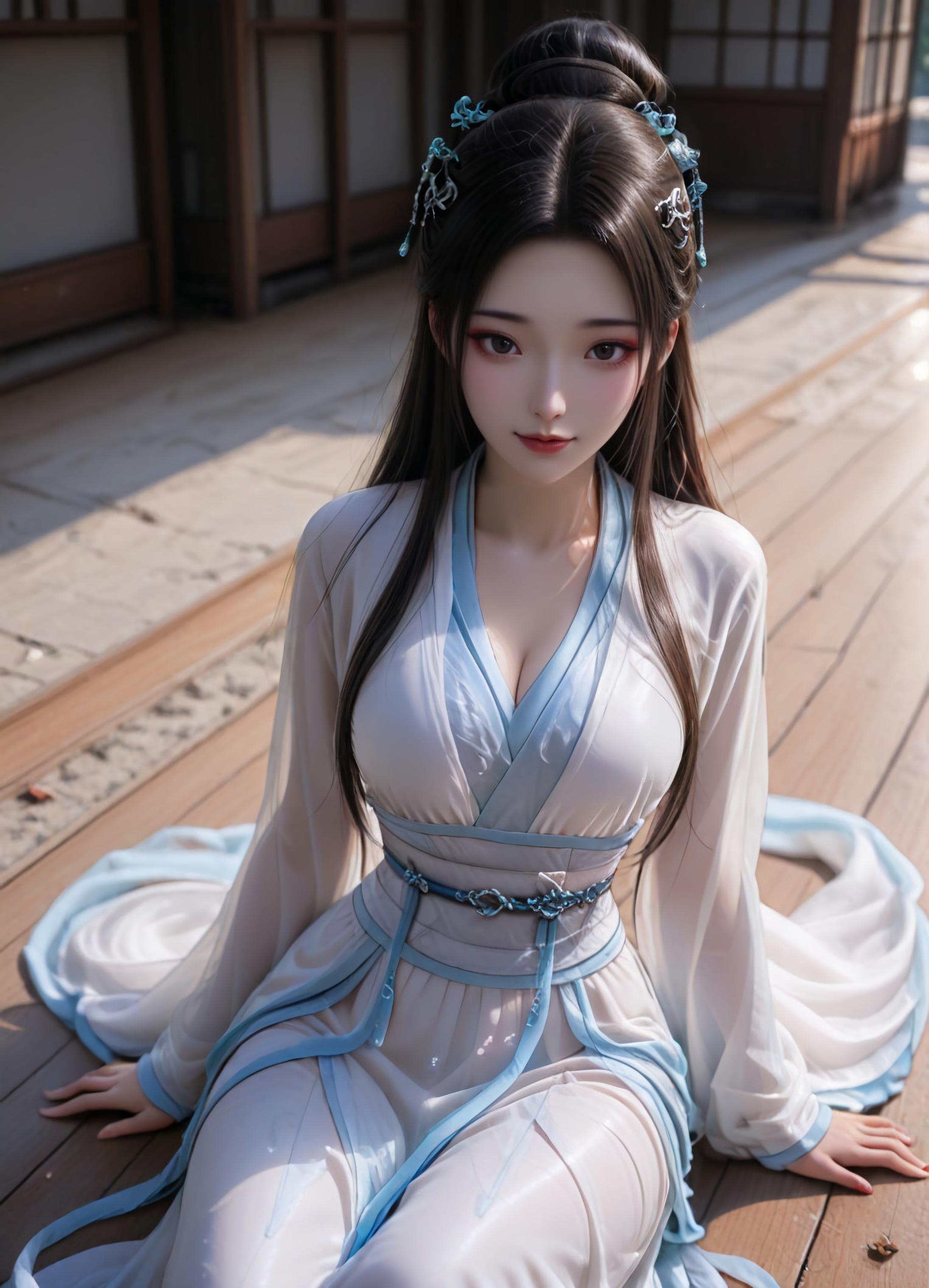 Cô Gái Anime Tạo Bởi AI - 白蛇 小白: Tóc Hồng Váy Xanh Khổng Lồ 106P