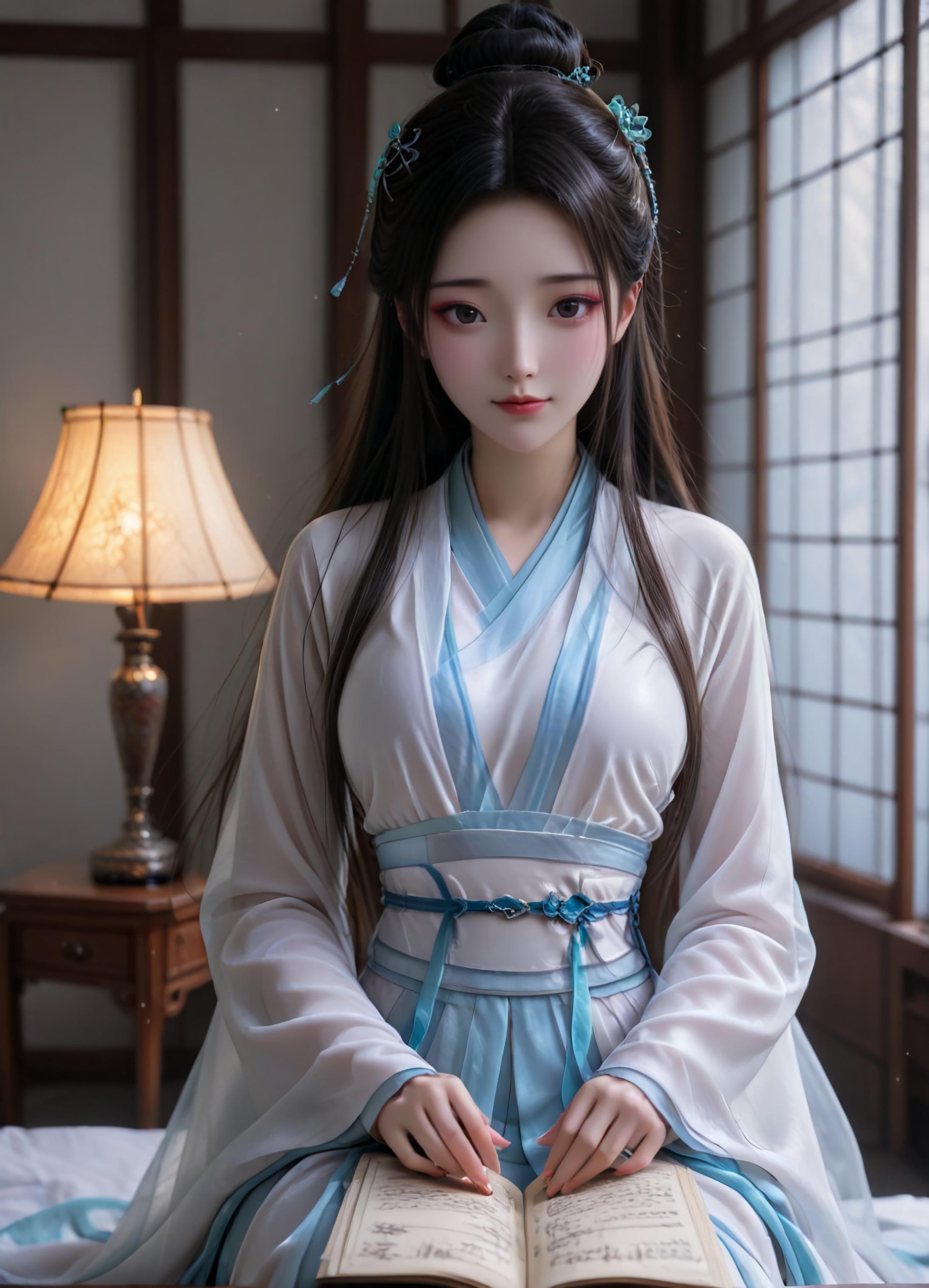 Cô Gái Anime Tạo Bởi AI - 白蛇 小白: Tóc Hồng Váy Xanh Khổng Lồ 106P