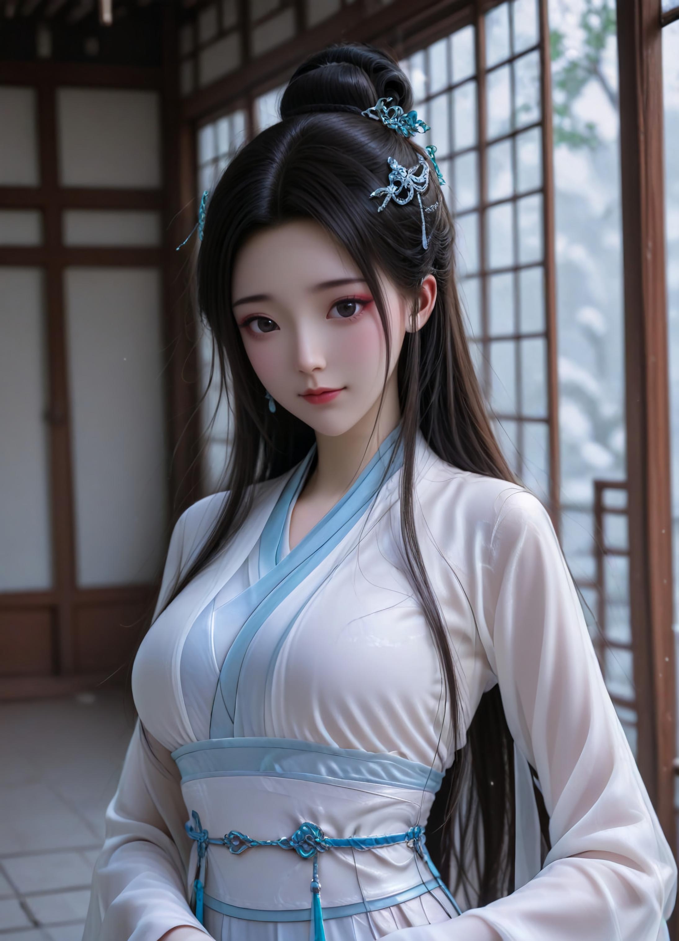 Cô Gái Anime Tạo Bởi AI - 白蛇 小白: Tóc Hồng Váy Xanh Khổng Lồ 106P